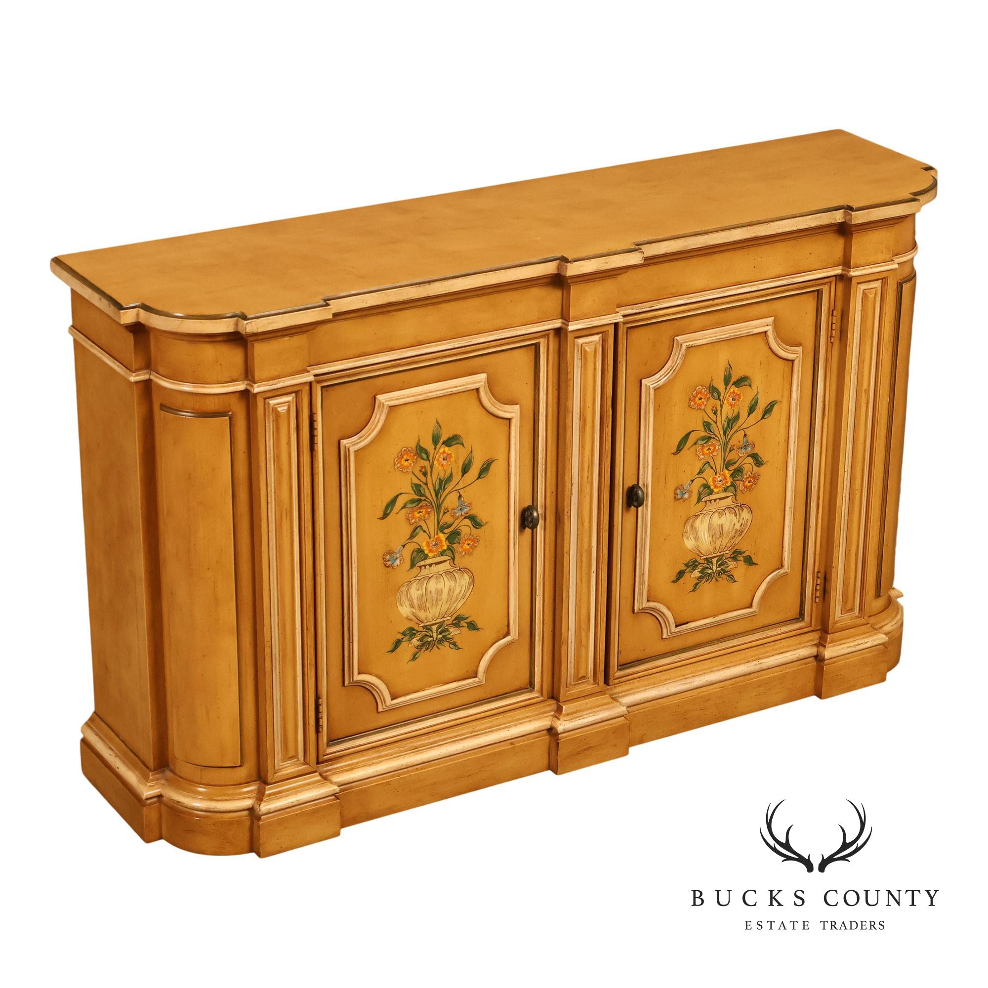 Italian Style Floral Painted Two-Door Sideboard