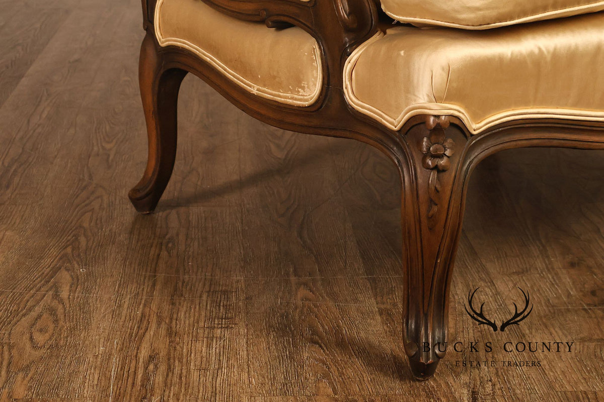 French Louis XV Style Wingback Bergere Chair