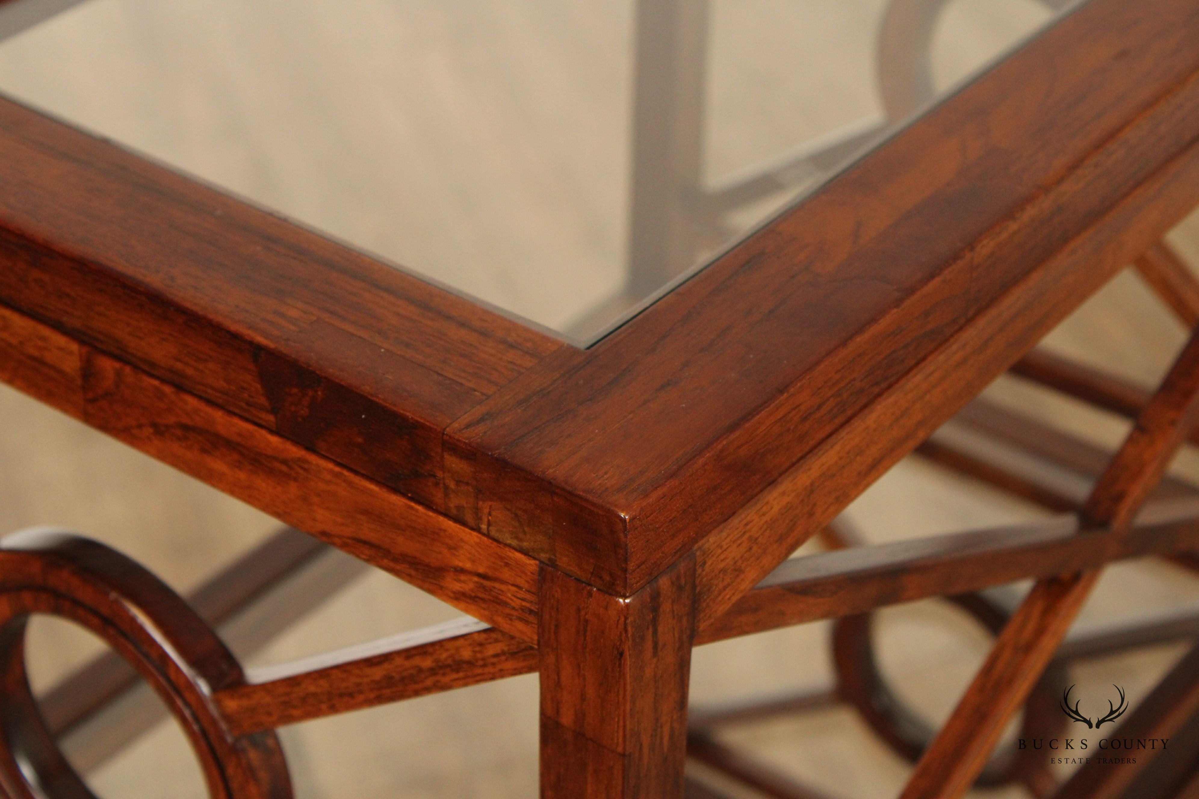 Selamat Designs Mahogany And Glass Shelf Etagere