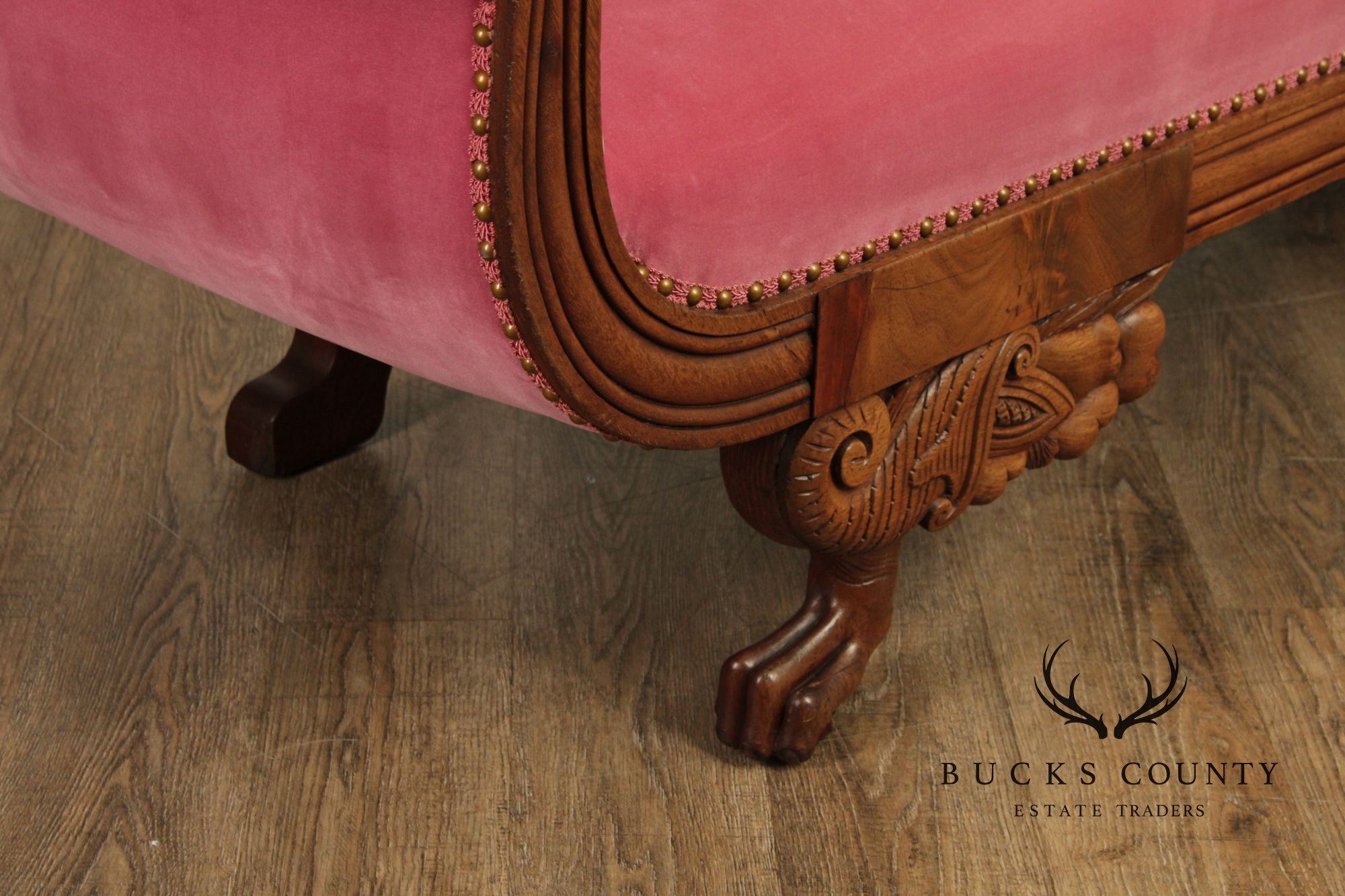 Antique American Empire Carved Mahogany Sofa