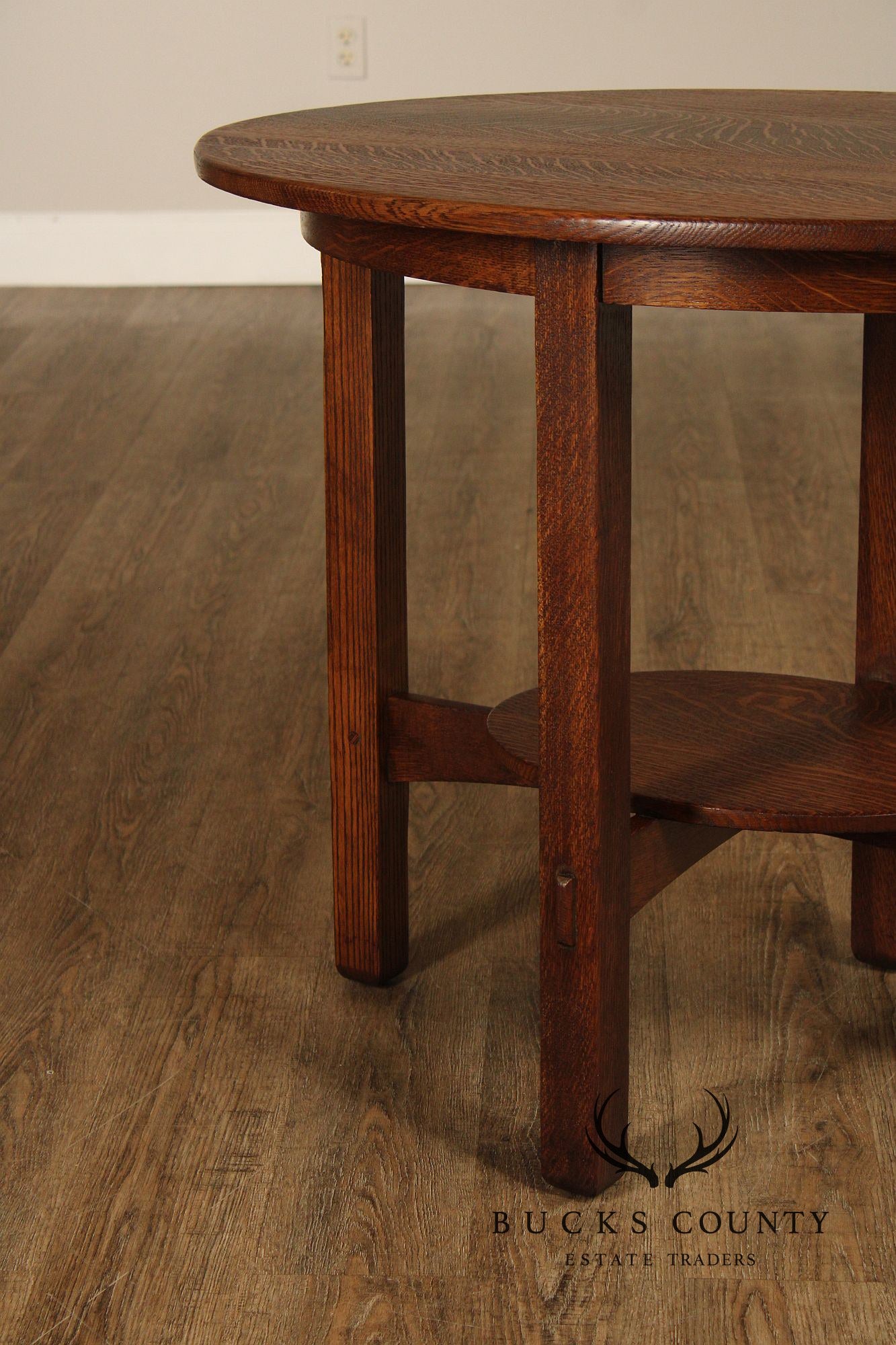 Antique Stickley Brothers Mission Oak Oval Lamp Table