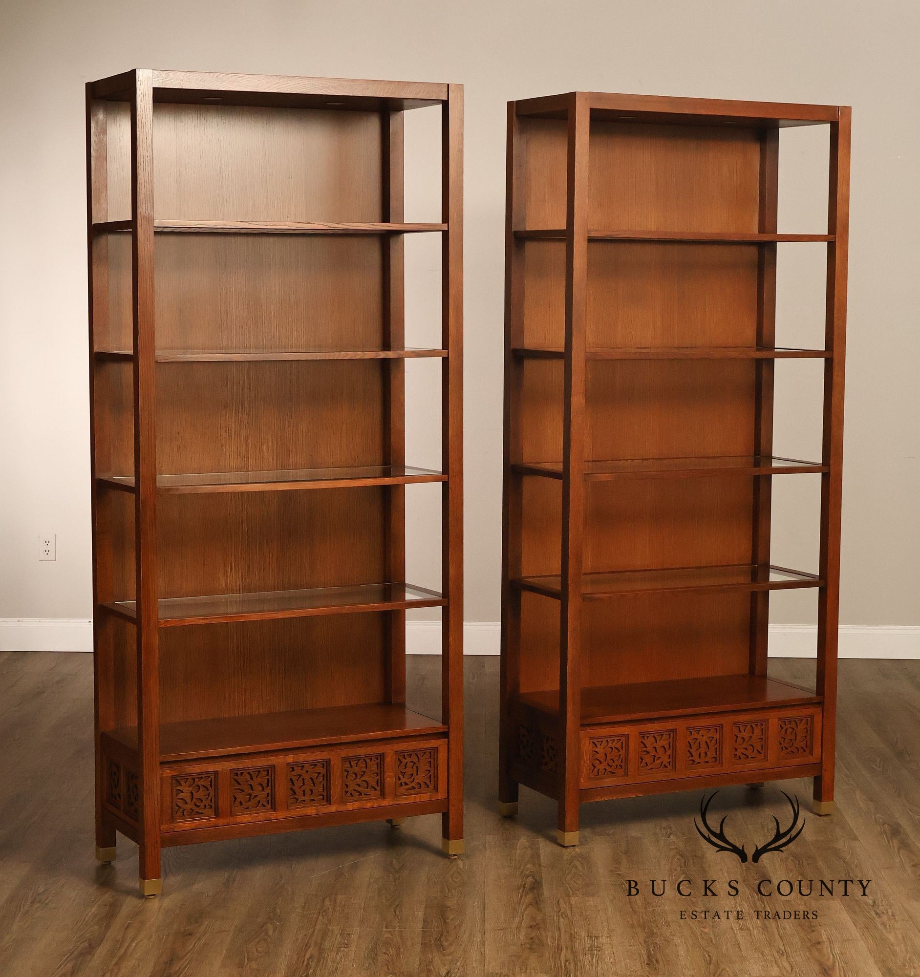 Stickley Surrey Hills Pair of Oak Bookcases