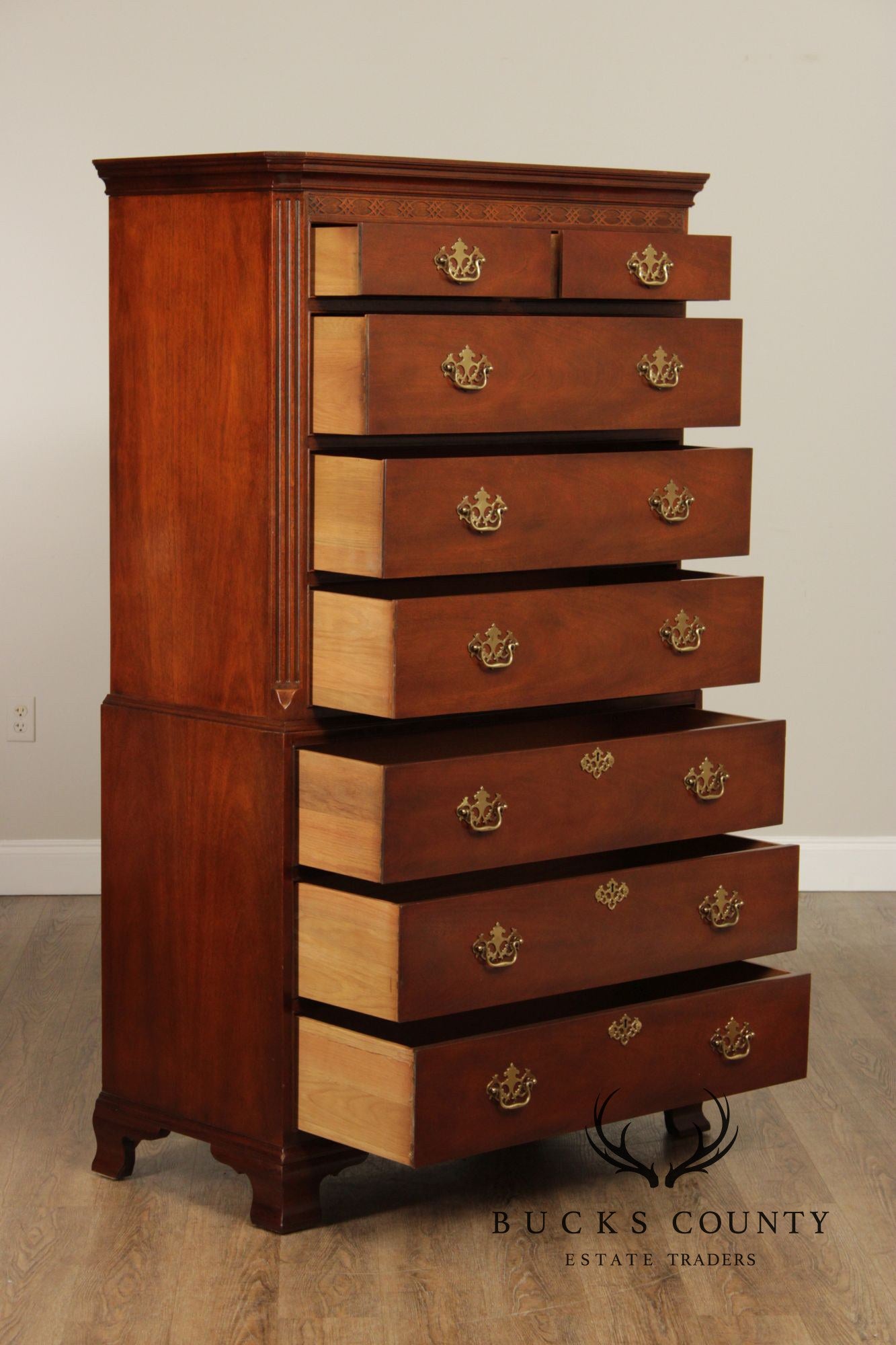 Baker Chippendale Style Mahogany Chest On Chest Highboy