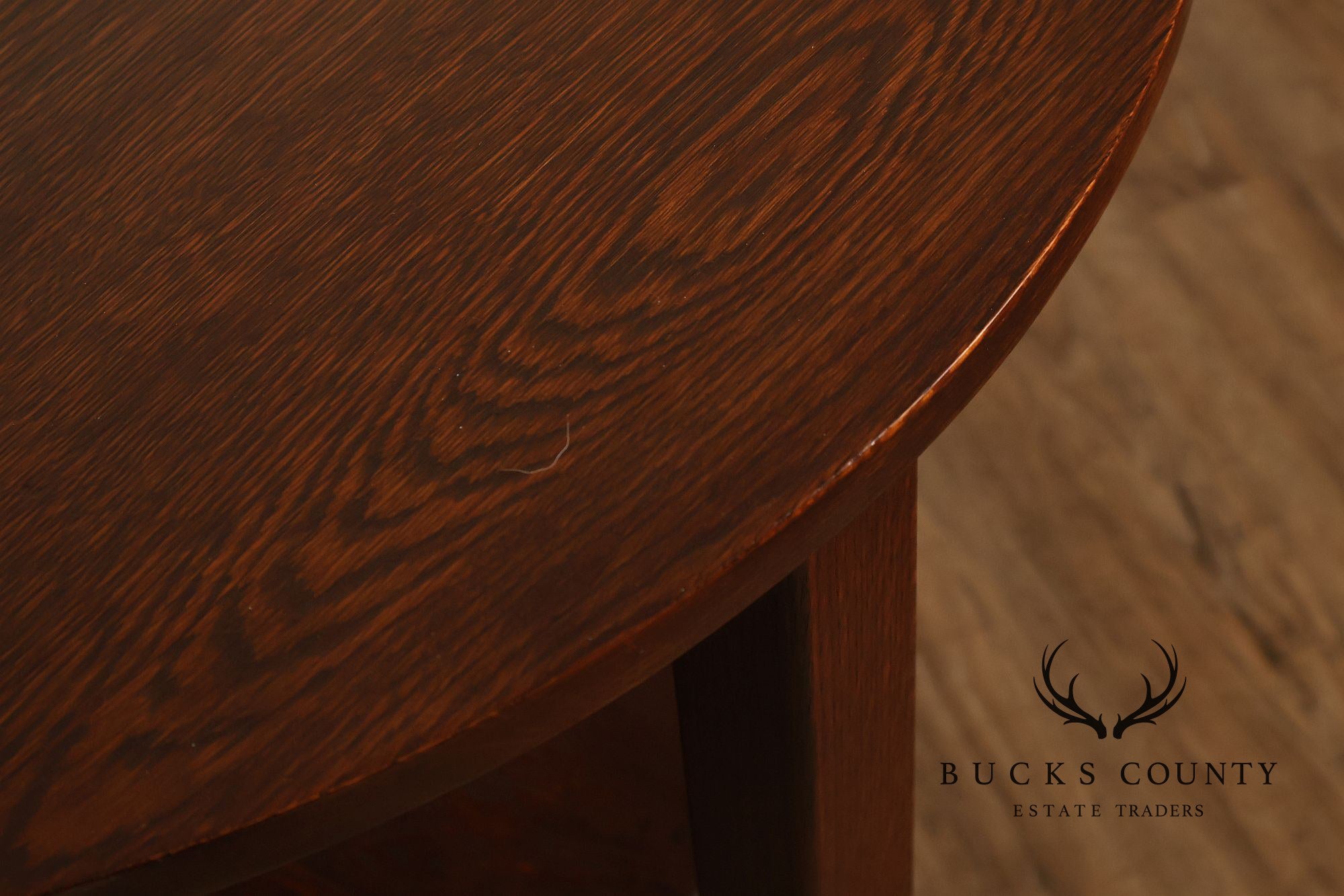 Antique Arts And Crafts Oak Round Side Table