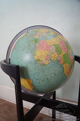 Jens Risom Hans Knoll Mid Century Black Wood Frame Globe on Stand