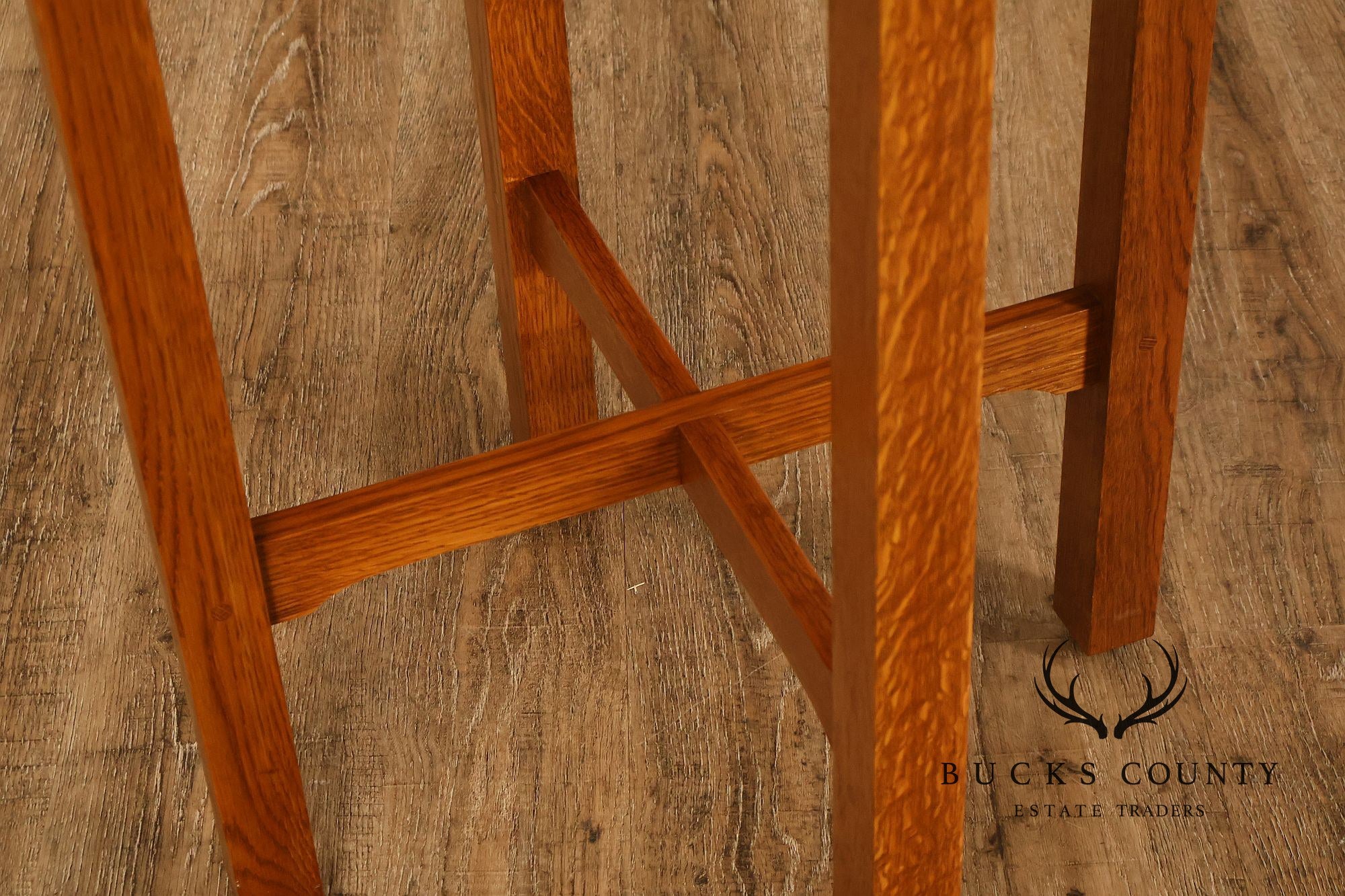 Stickley Mission Ellis Inlaid Round Oak Side Table