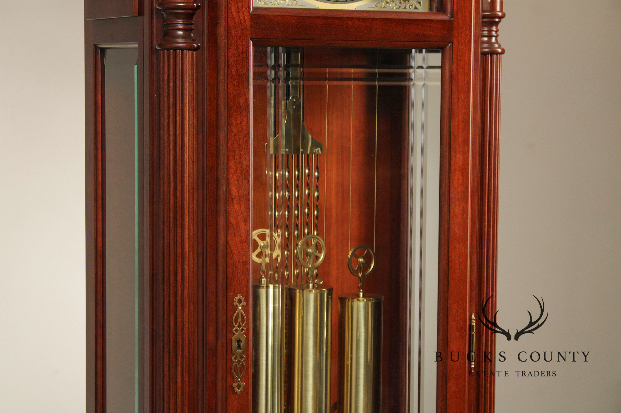 Sligh Mahogany Inlaid Grandfather Clock With Moon Phase Dial