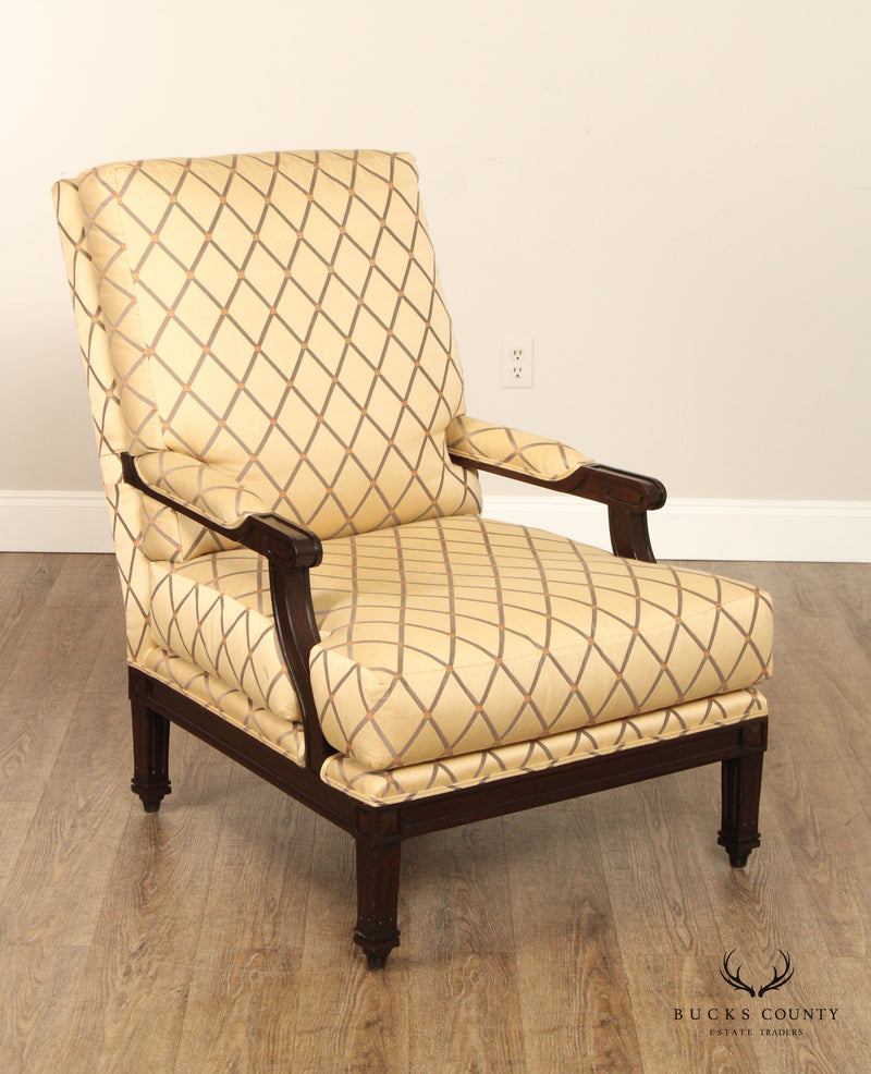 Quality English Style Upholstered Lounge Chair and Ottoman