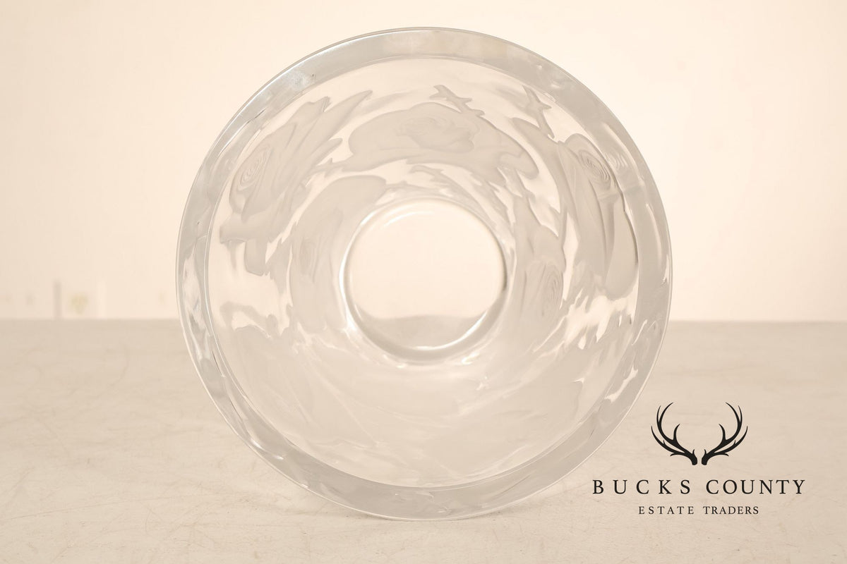 Lalique 'Ispahan' Rose Pattern Glass Vase
