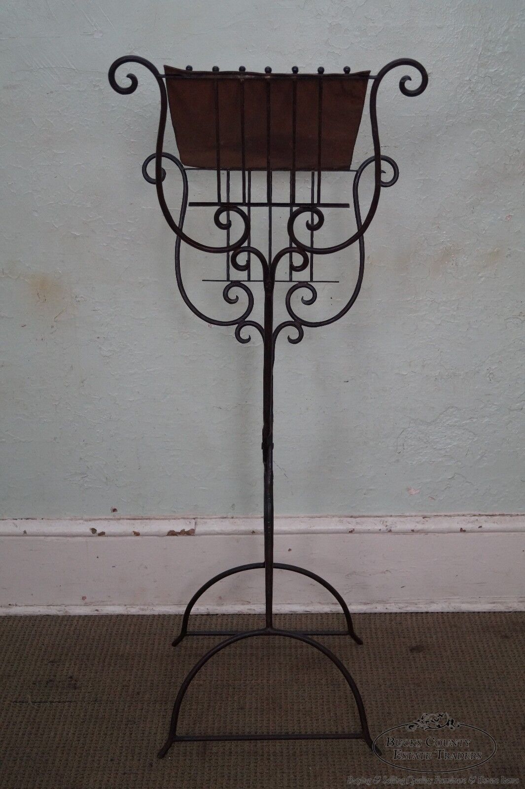 High Quality Hand Wrought Iron & Leather Lyre Music Stand