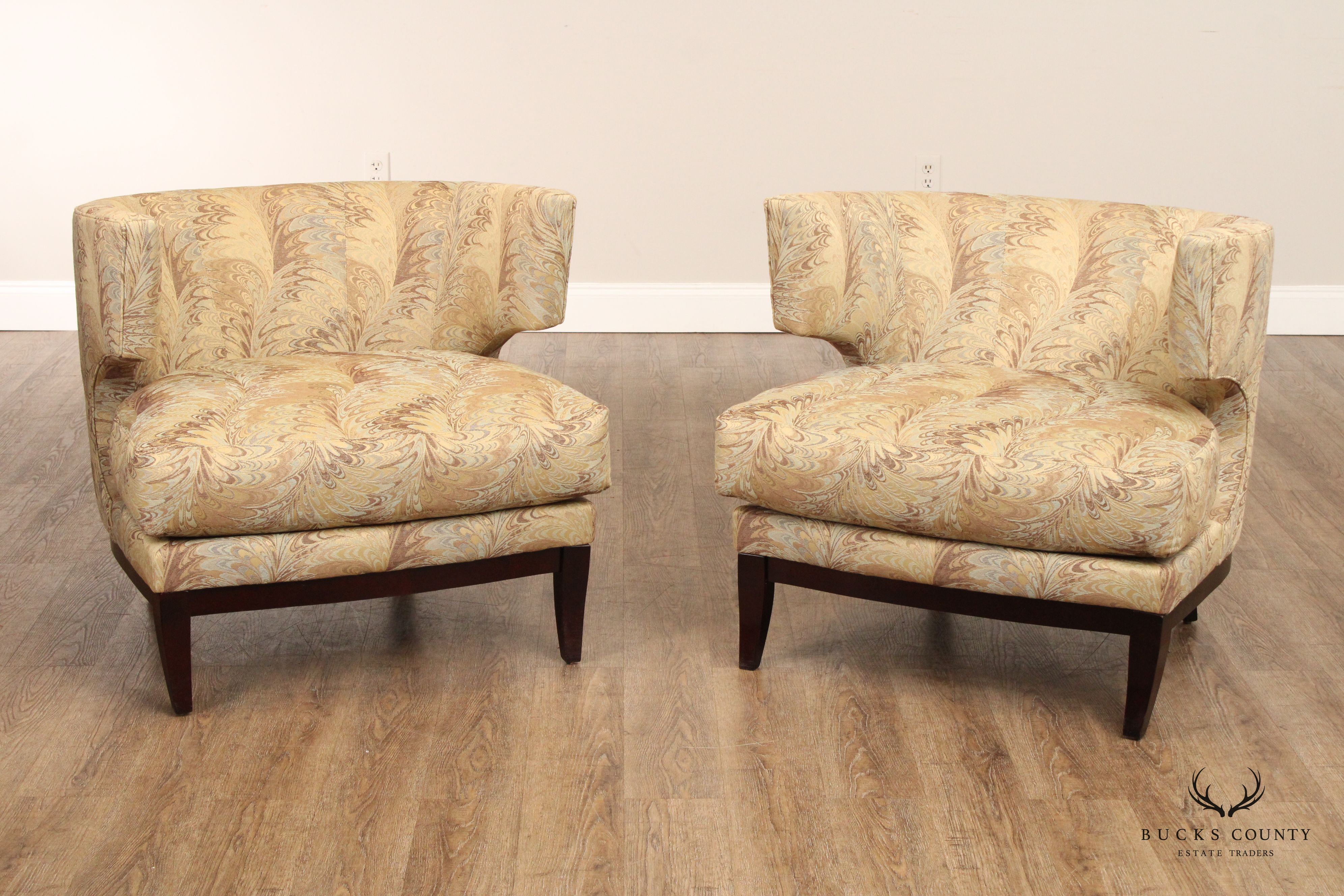 Precedent Sherrill Furniture Modern Pair Of Barrel Back Lounge Chairs