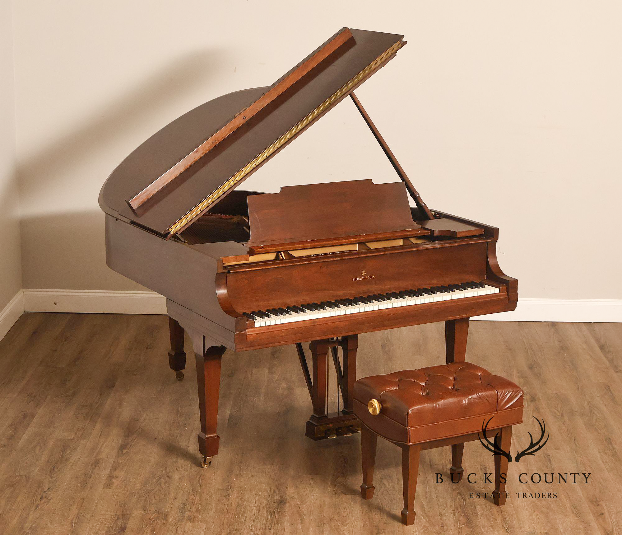 1929 Steinway & Sons Model M Vintage Walnut Grand Piano With Bench
