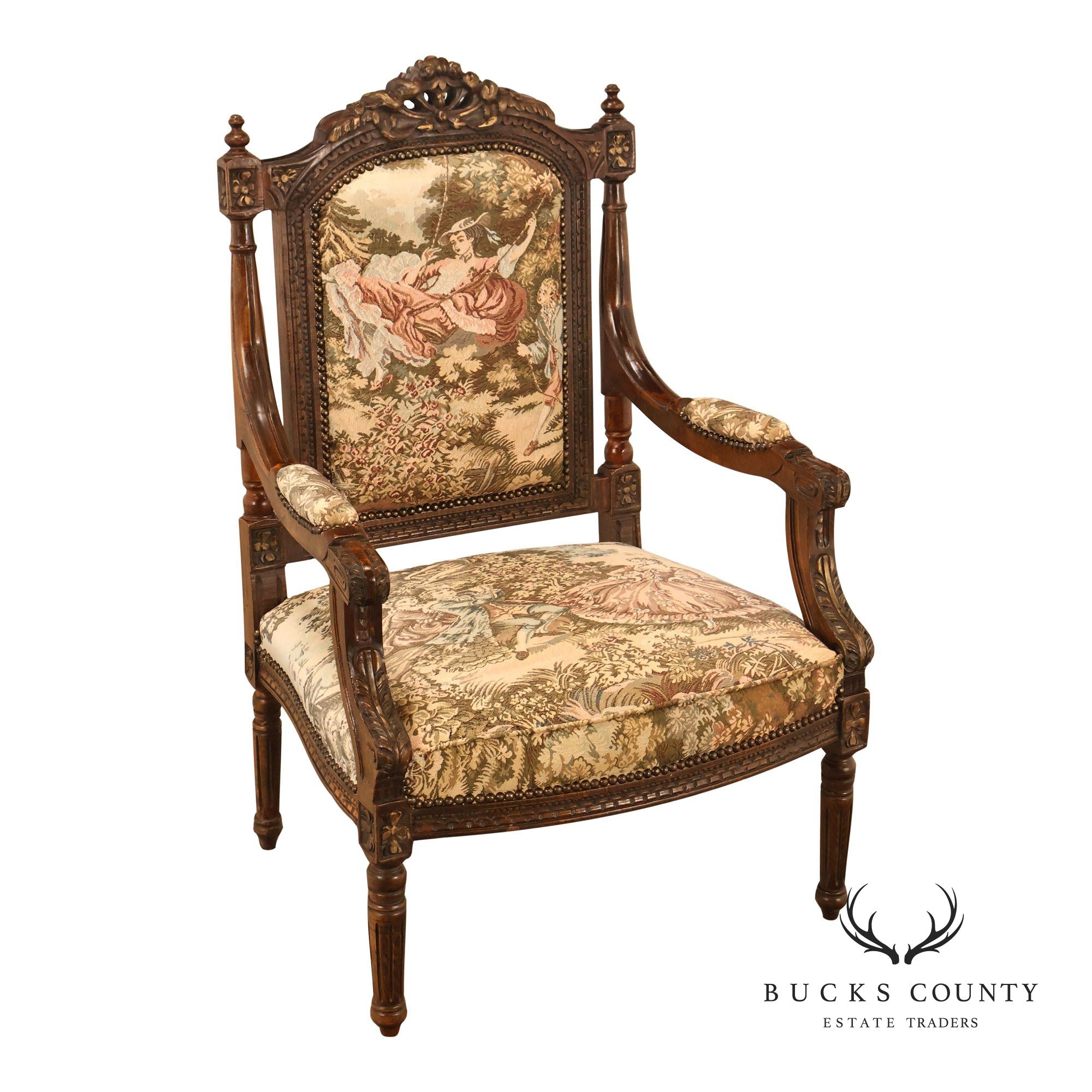 Italian Louis XVI Style Carved Throne Chair