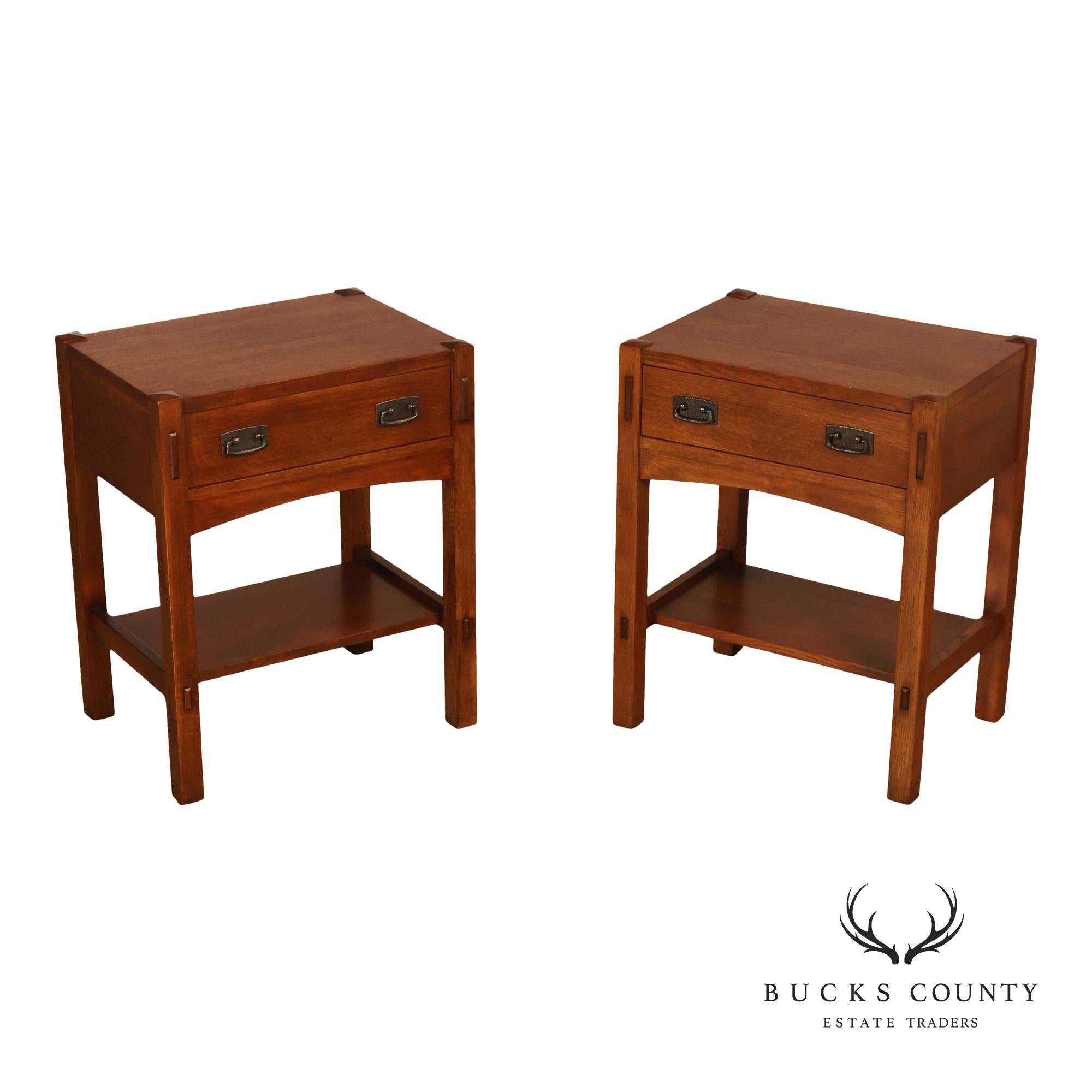 Stickley Mission Collection Pair of Oak One-Drawer Nightstands