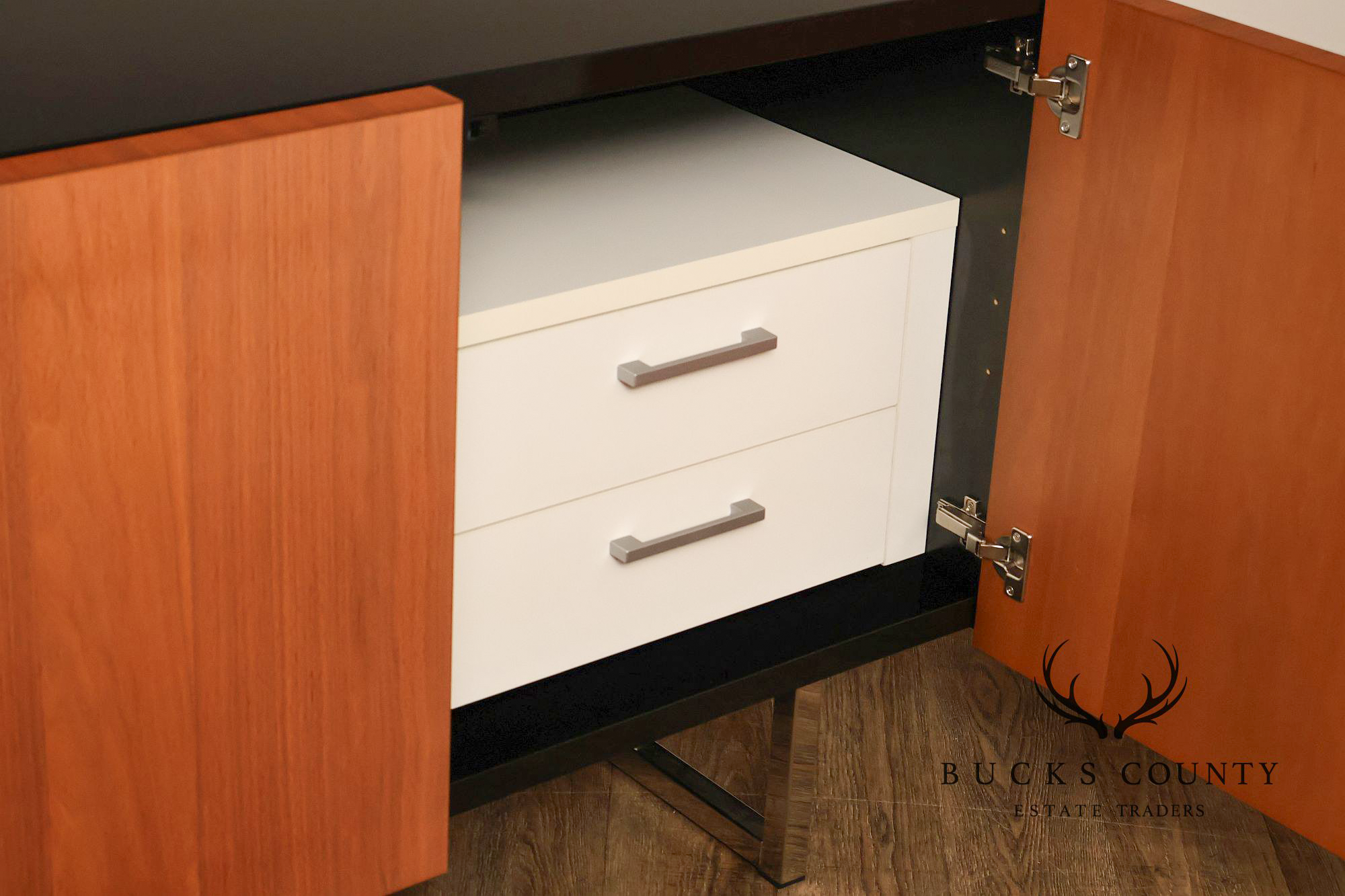 Mid Century Modern Black Top Credenza