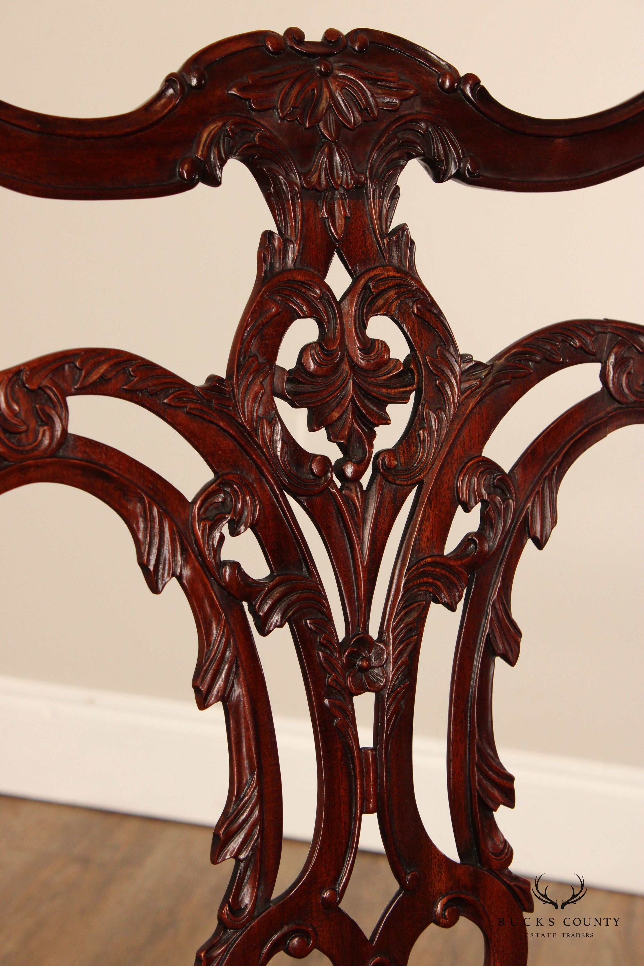 Maitland Smith Georgian Style Carved Mahogany Armchair