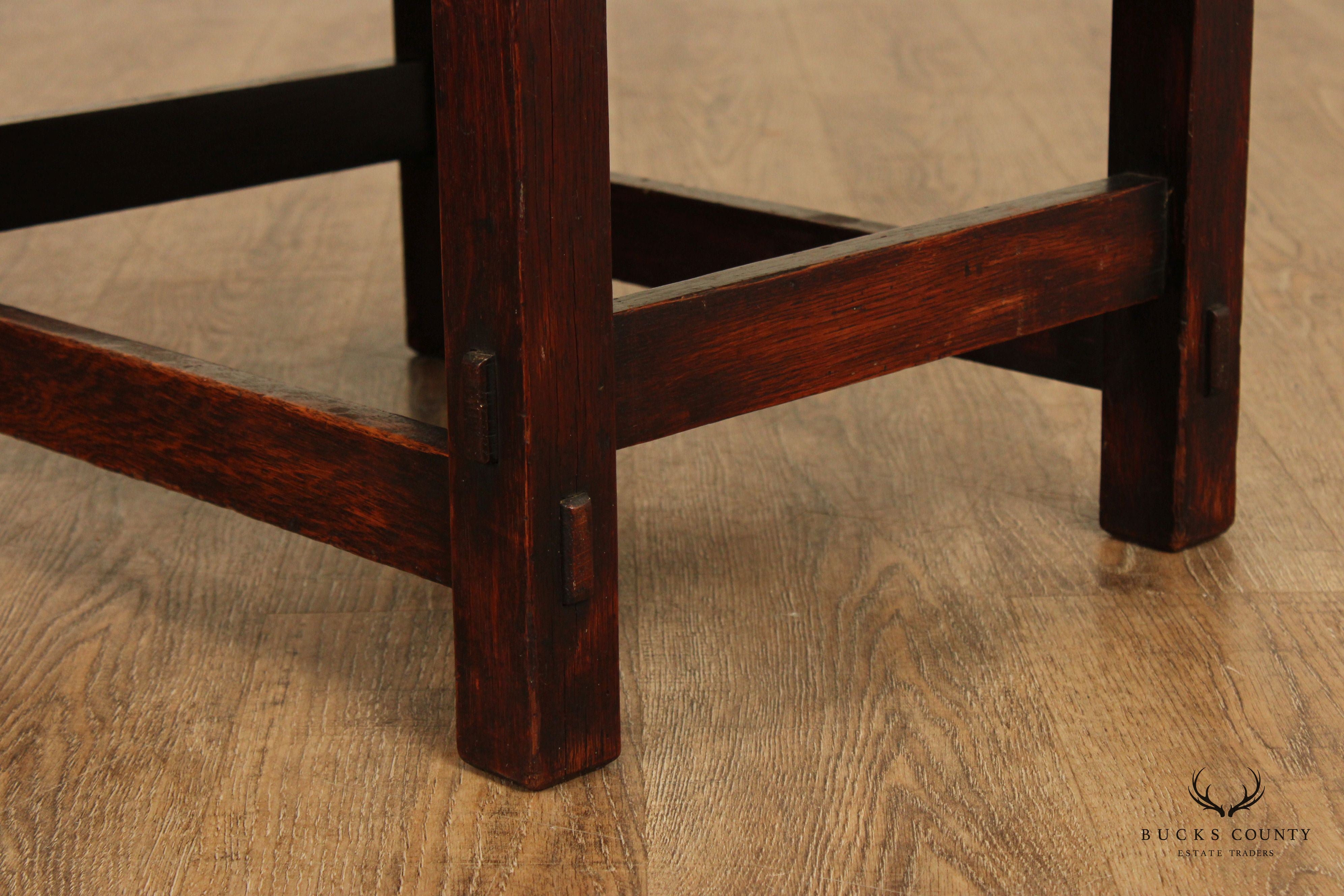 Gustav Stickley Mission Oak and Leather Foot Stool