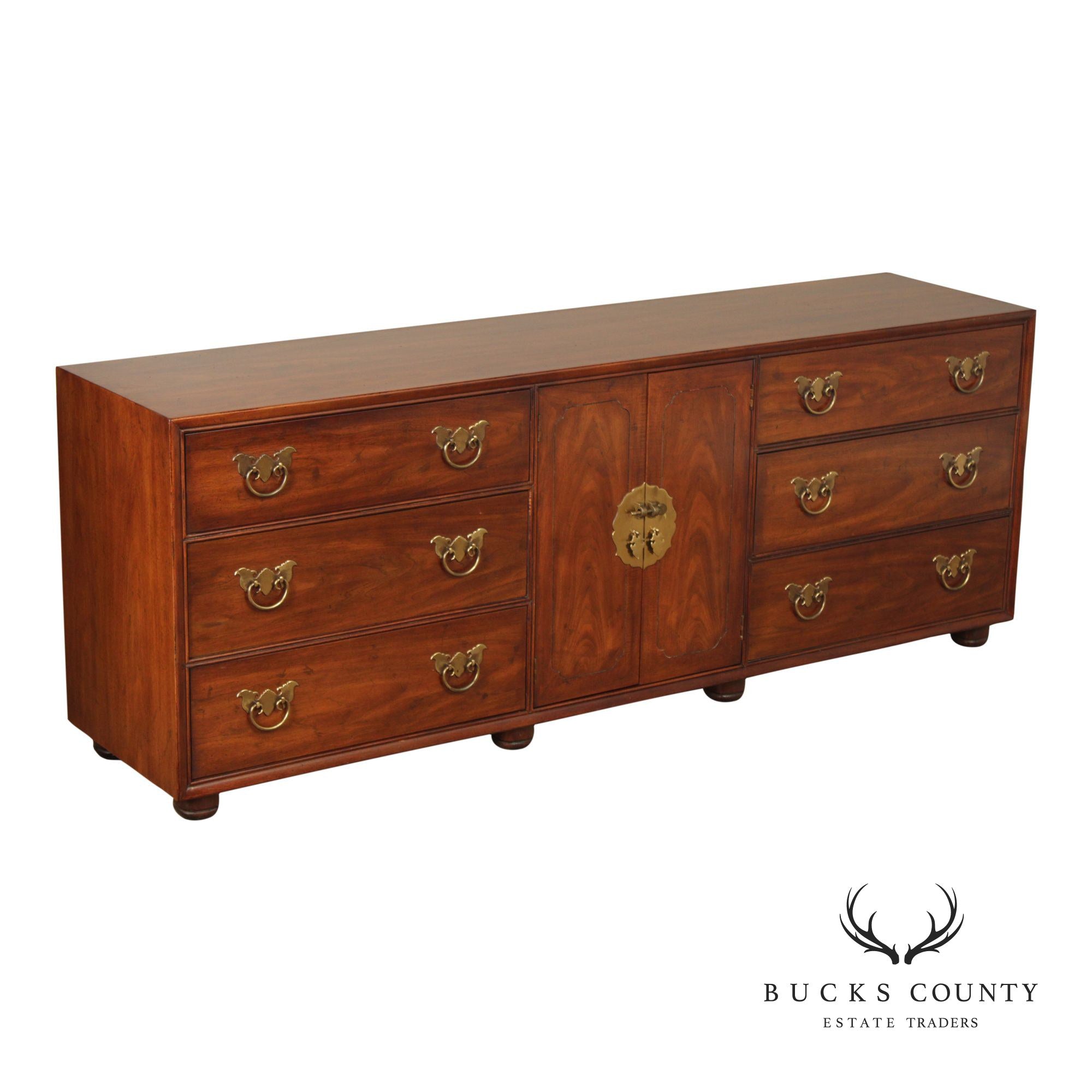 Henredon Chinoiserie Style Mahogany Triple Dresser