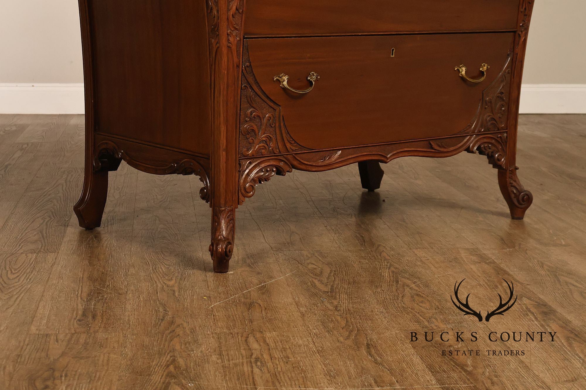 Antique R. J. Horner Carved Mahogany High Chest Of Drawers With Mirror