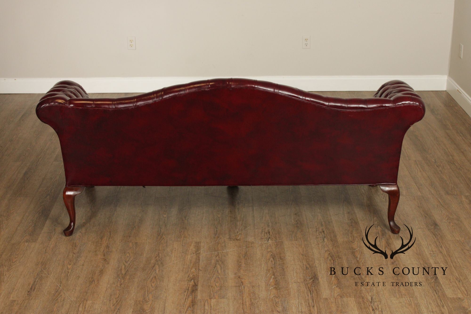 Chippendale Style Tufted Leather Chesterfield Camelback Sofa