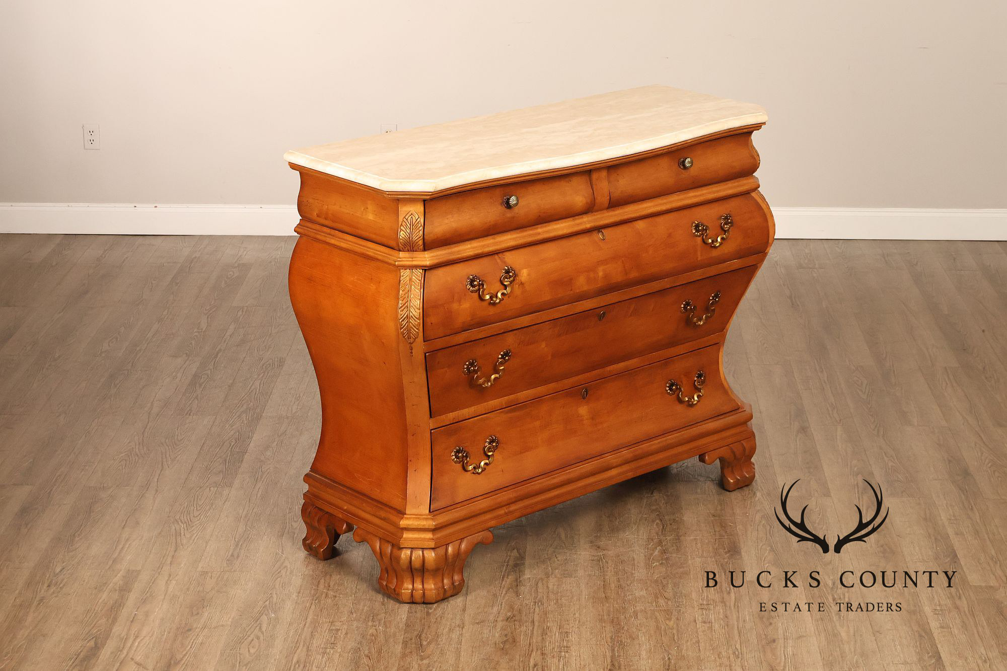 Century Furniture French Style Bombe Chest With Marble Top