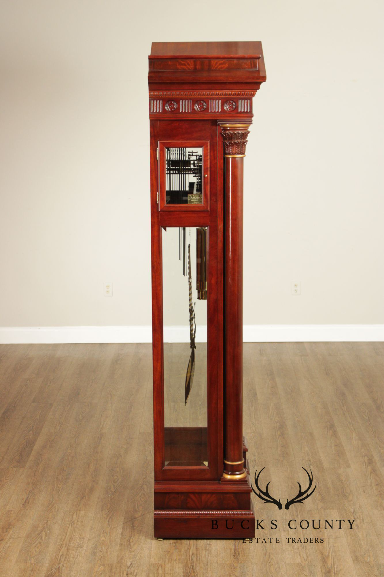 Sligh Mahogany Millennium Limited Edition Grandfather Clock With Corinthian Columns