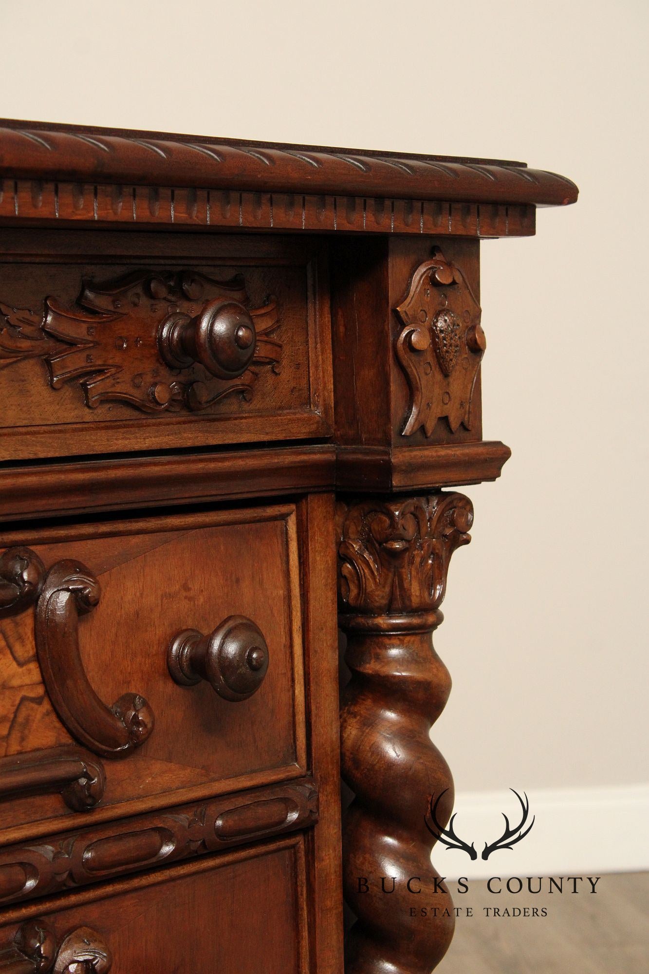 Italian Renaissance Style Carved Walnut Long Chest