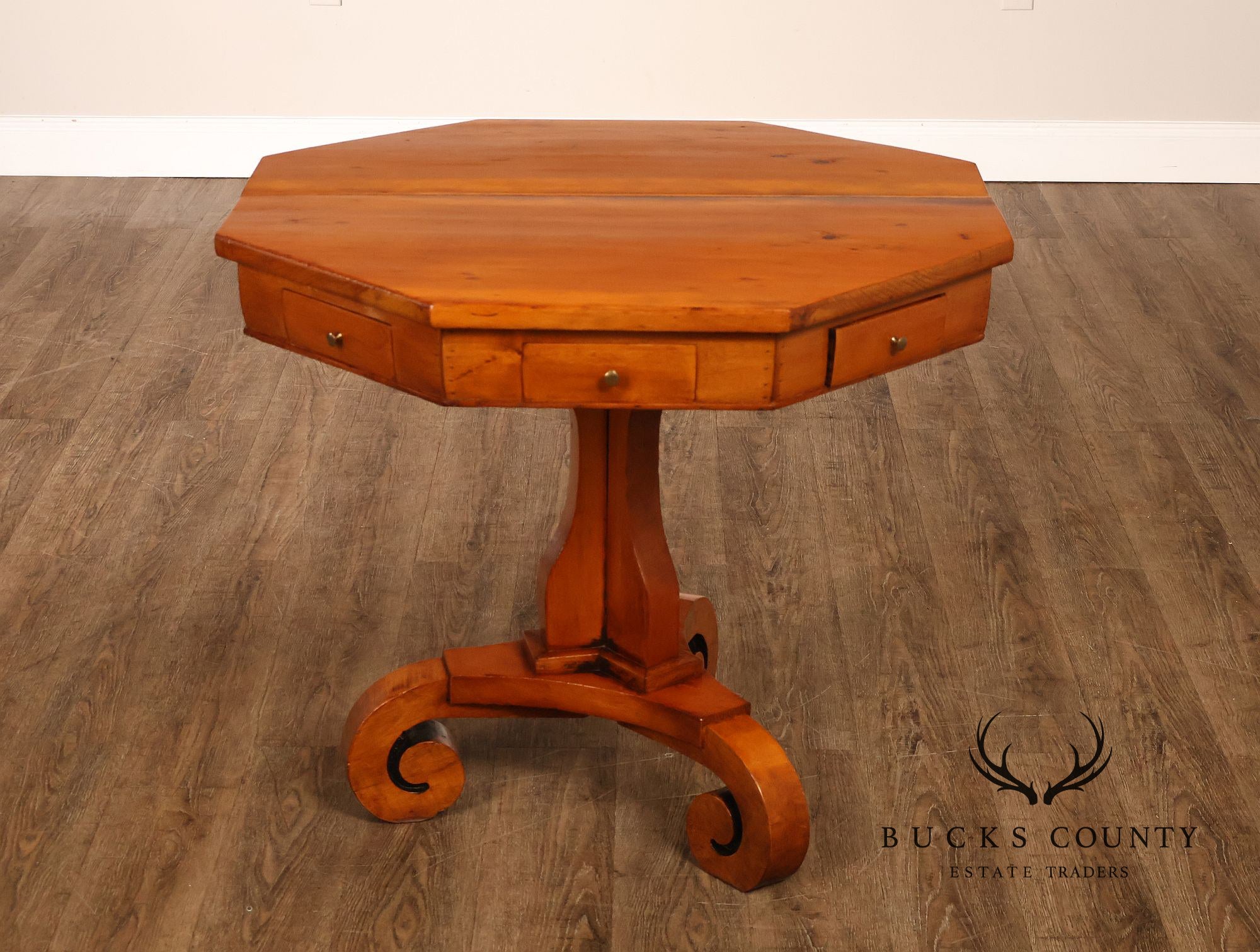 Antique Continental Pine Octagonal Rent Table