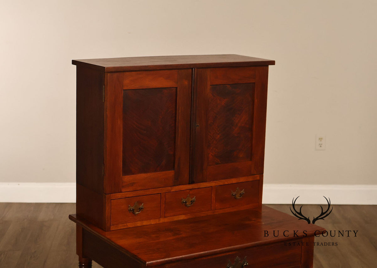 Antique Walnut Two-Part Writing Desk With Cubbyhole Organizer