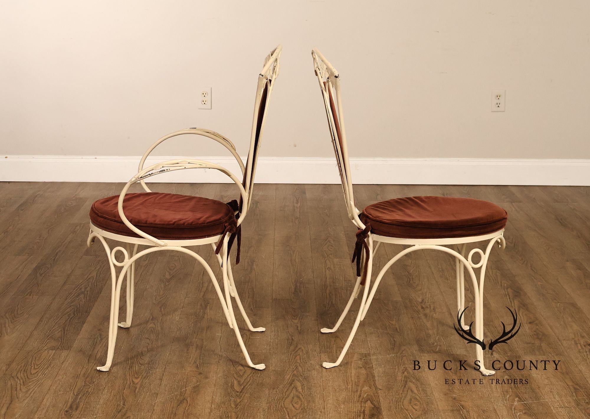 Salterini Mid Century Wrought Iron Fruit And Vine Set Of 6 Dining Chairs