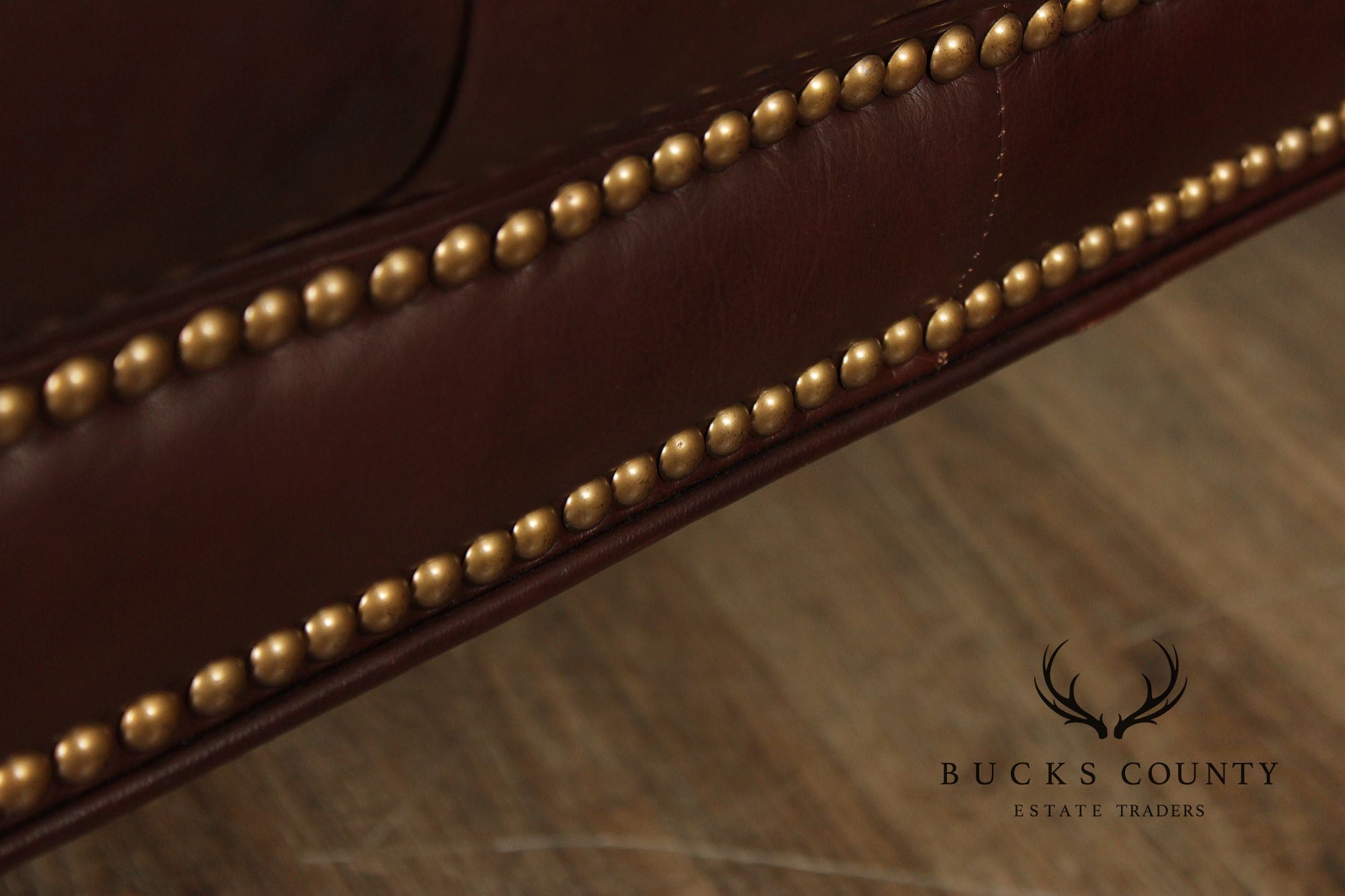 English Regency Style Tufted Leather Cocktail Ottoman On Turned Legs