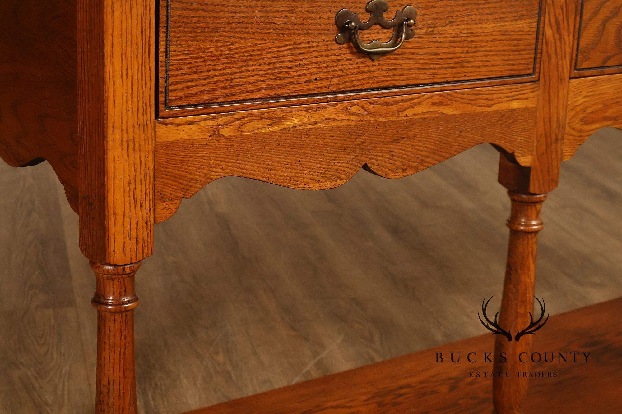 Hickory Chair Company Oak Three Drawer Console Sofa Table