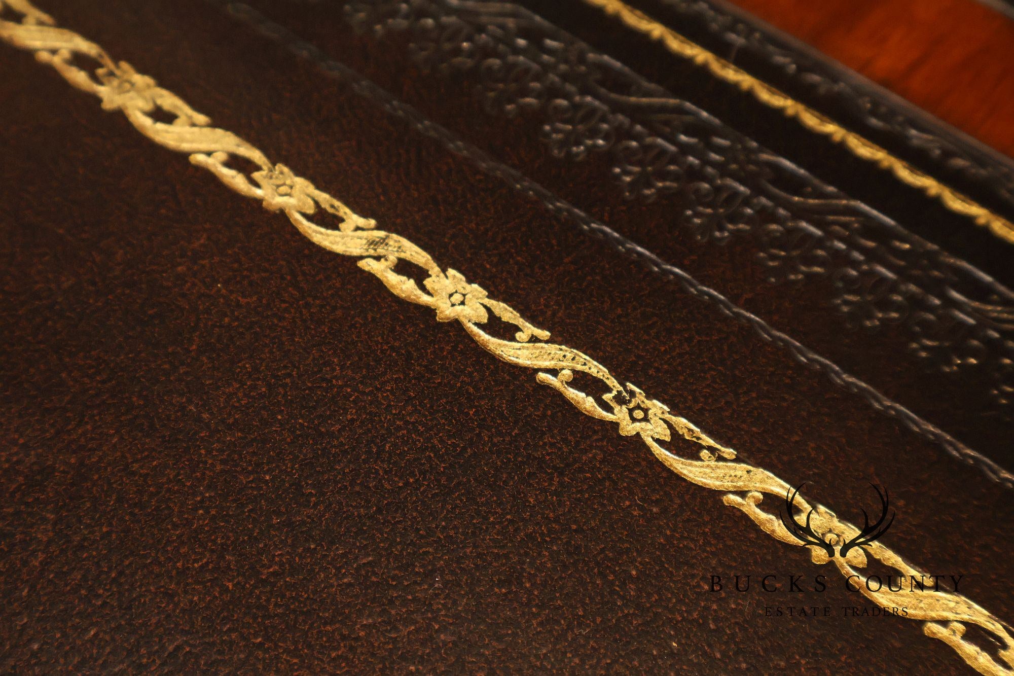 Maitland-Smith Carved Mahogany Leather Top Executive Partner's Desk