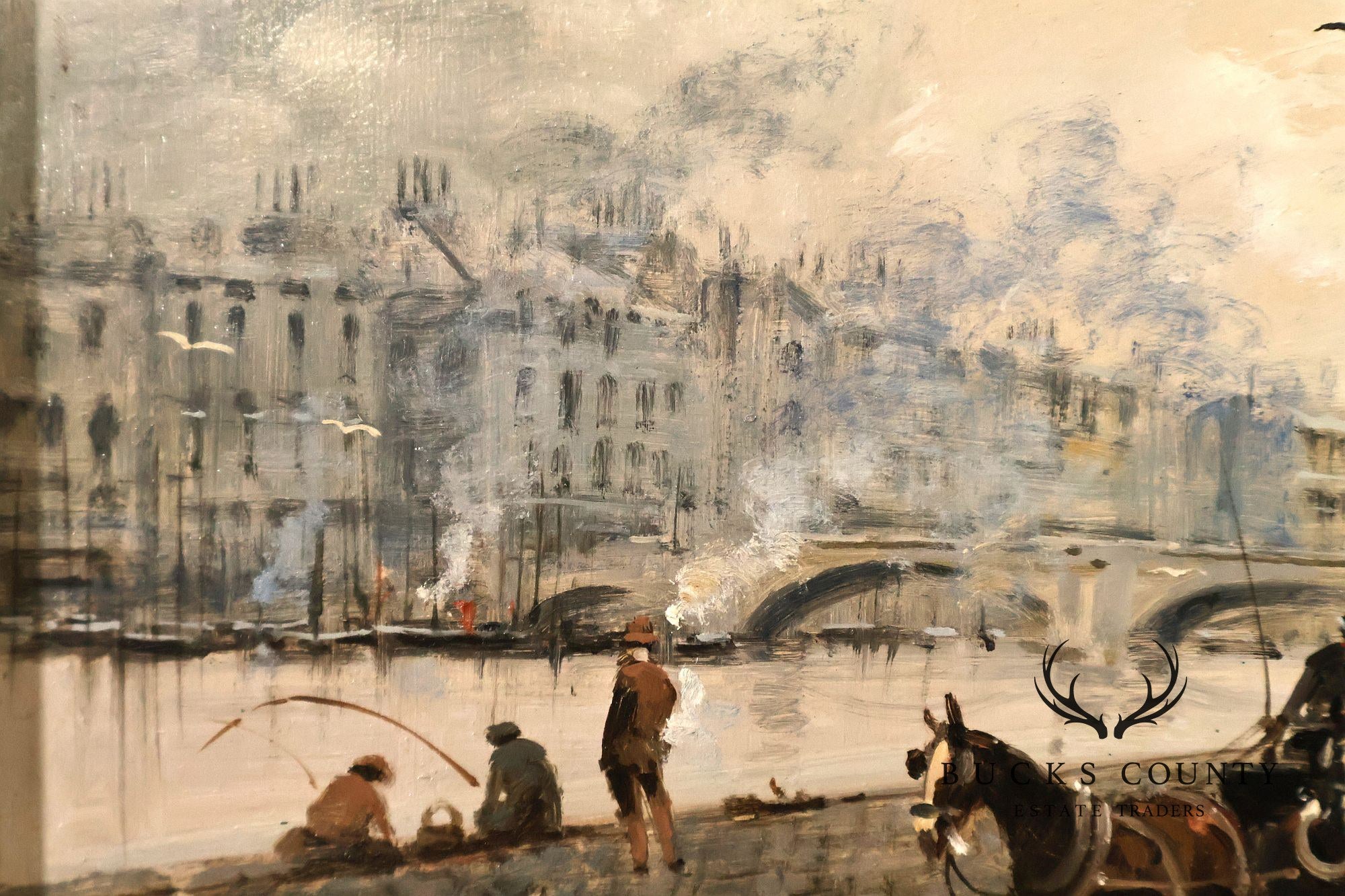 Francesco Tammaro Framed Painting, 'Strolling by the Seine'
