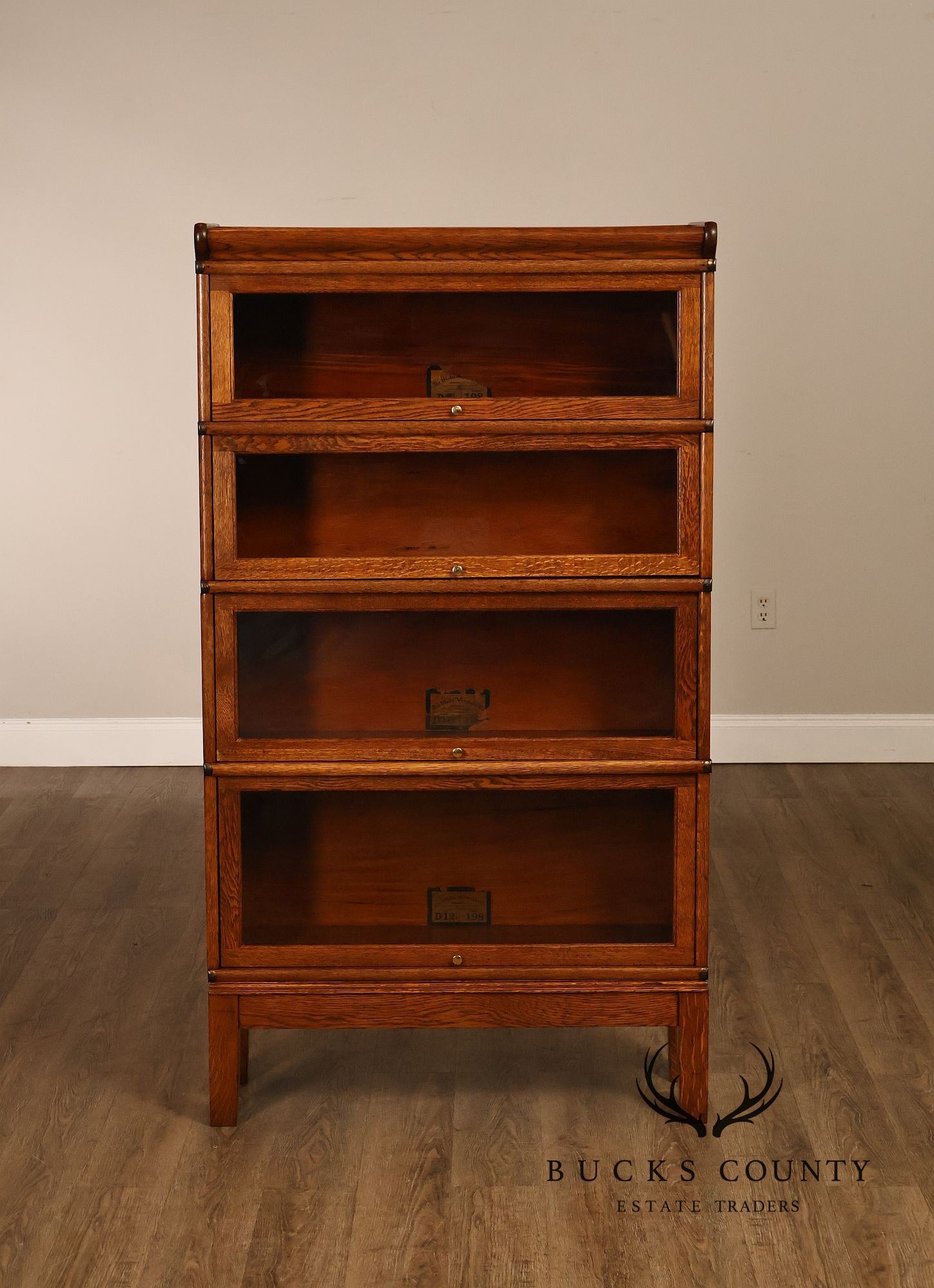 Antique Globe Wernicke Oak Four Stack Barrister Bookcase