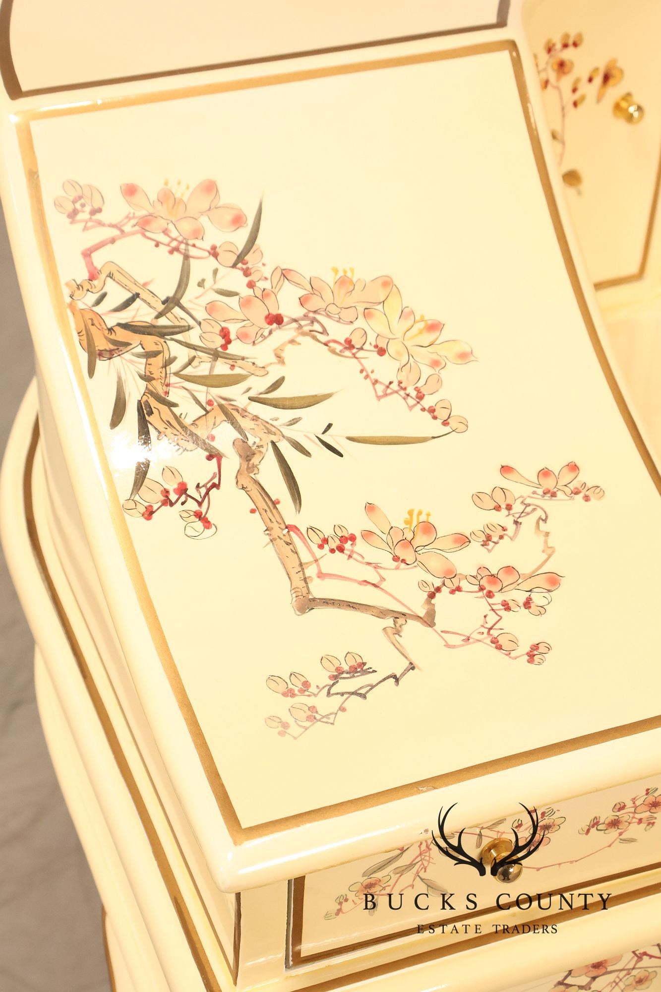 Chinoiserie Painted Carlton House Writing Desk With Chair