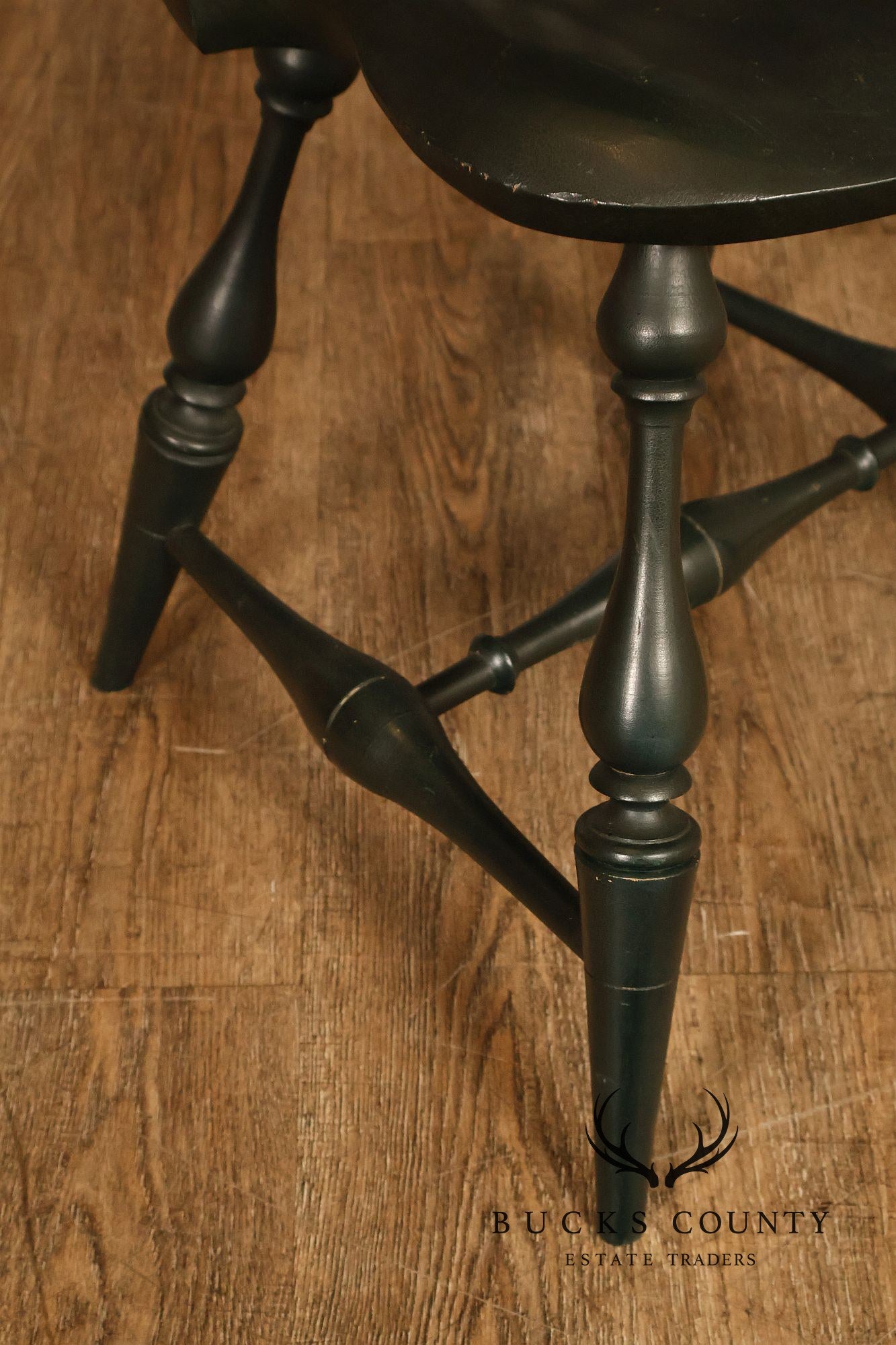 River Bend Chair Co. Set Of Eight Dark Green Painted Comb Back Windsor Dining Chairs
