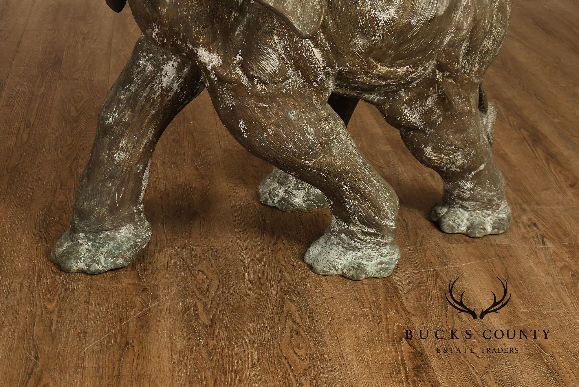 Monumental Cast Bronze Raised Trunk Elephant Garden Statue