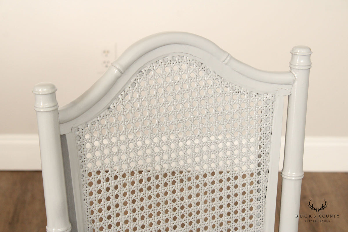 Hollywood Regency Set of Eight Faux Bamboo and Cane Dining Chairs