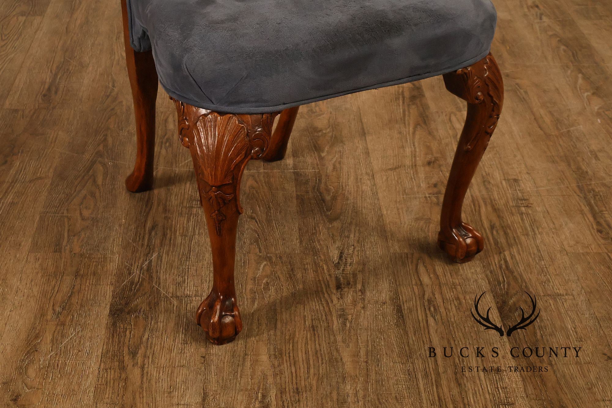 Georgian Style Set of Ten Carved Burlwood Dining Chairs
