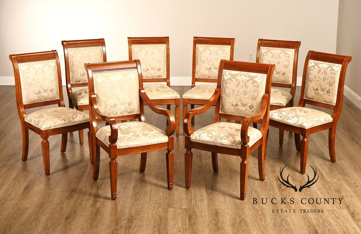 Empire Style Set Of Eight Upholstered Dining Chairs