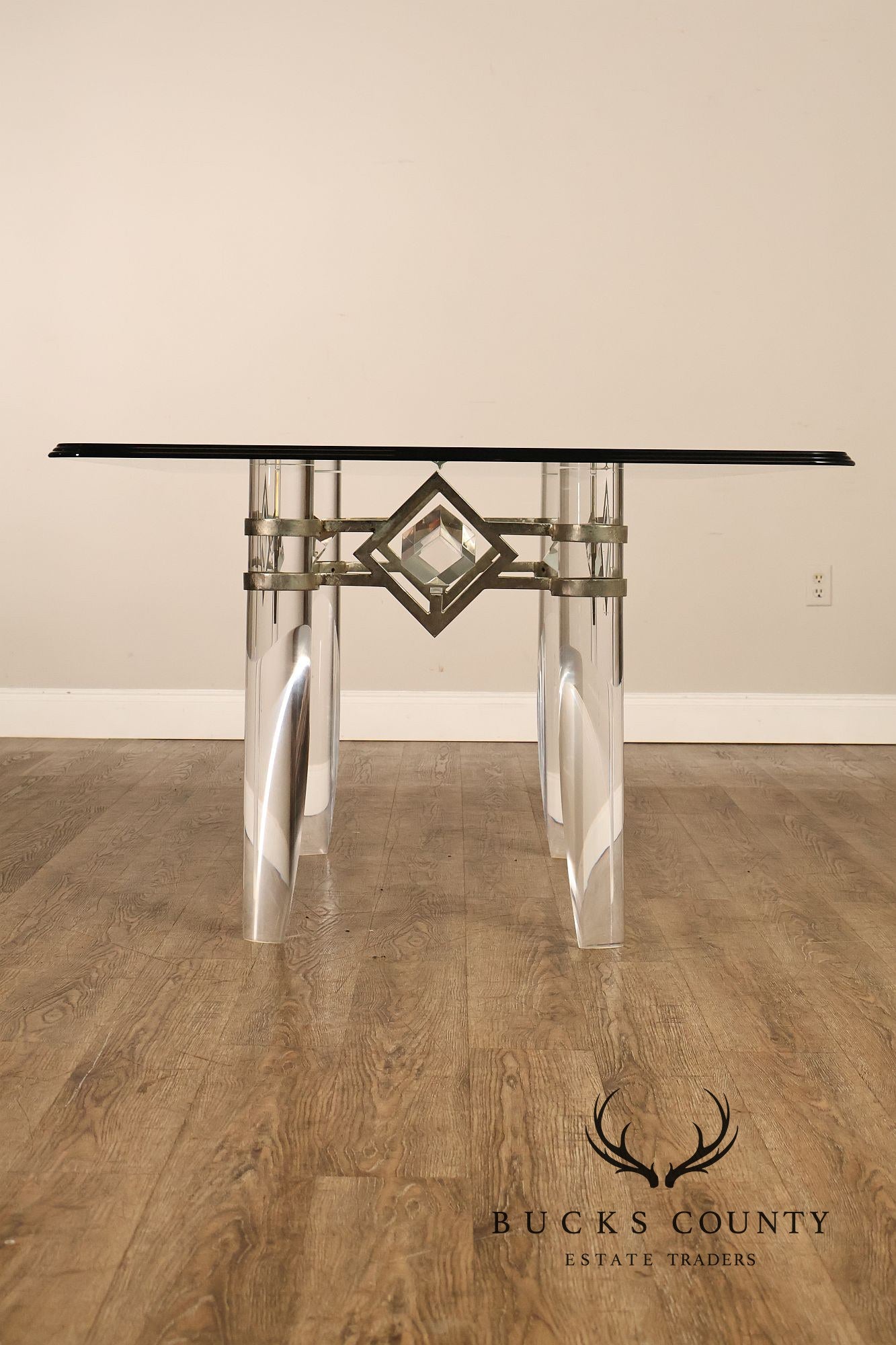 Pietro Costantini For Ello Glass Top Dining Table With Sculptural Base