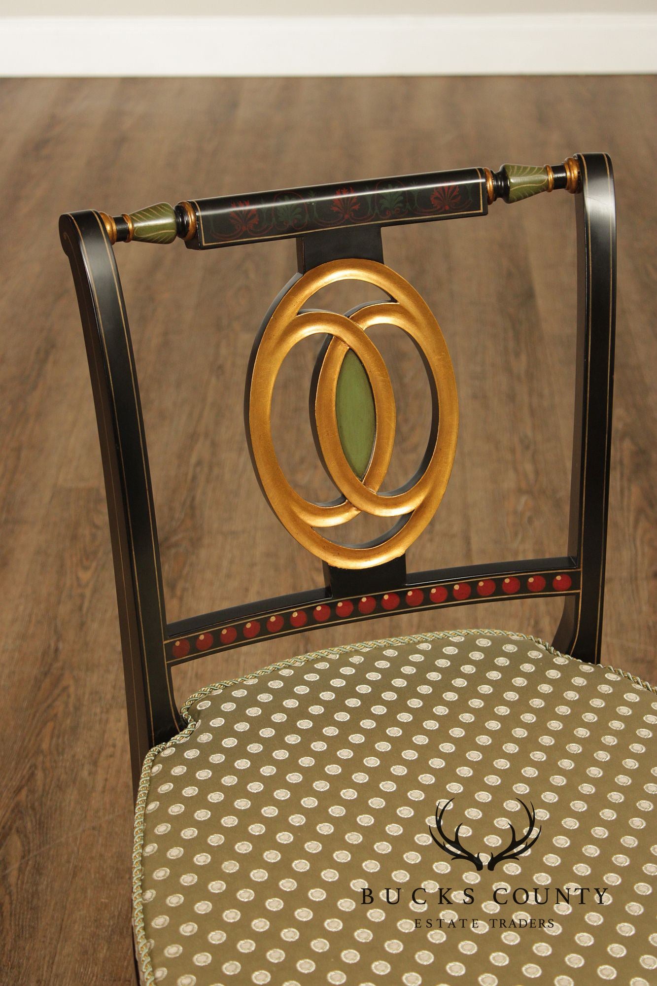 Theodore Alexander Regency Style Set Of Eight Painted And Gilt Dining Chairs
