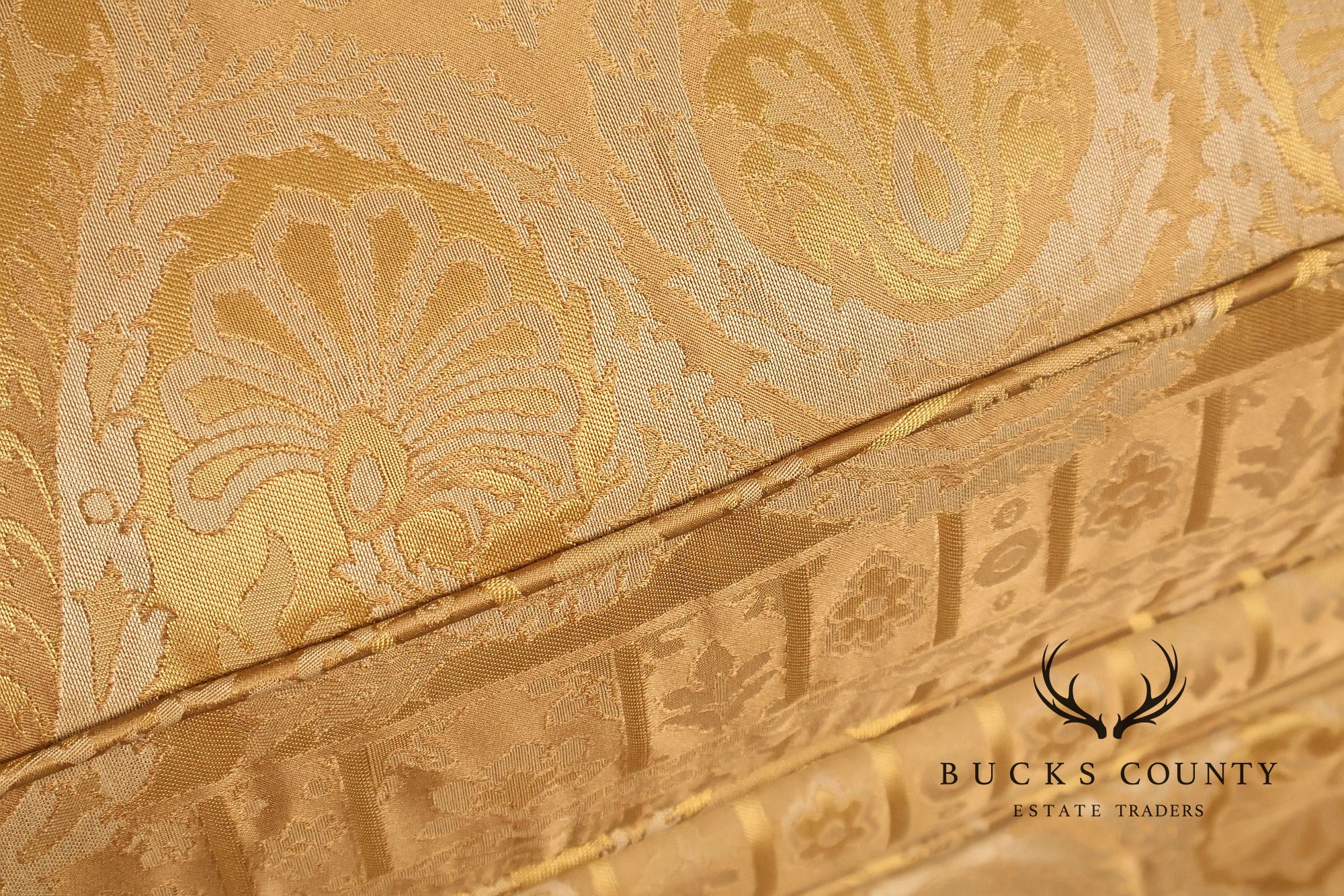 TRS Furniture Traditional Gold D amask Upholstered Lounge Chair And Ottoman