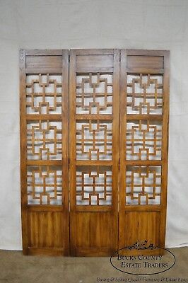 Mid Century Vintage Asian Style 3 Panel Room Divider Folding Screen