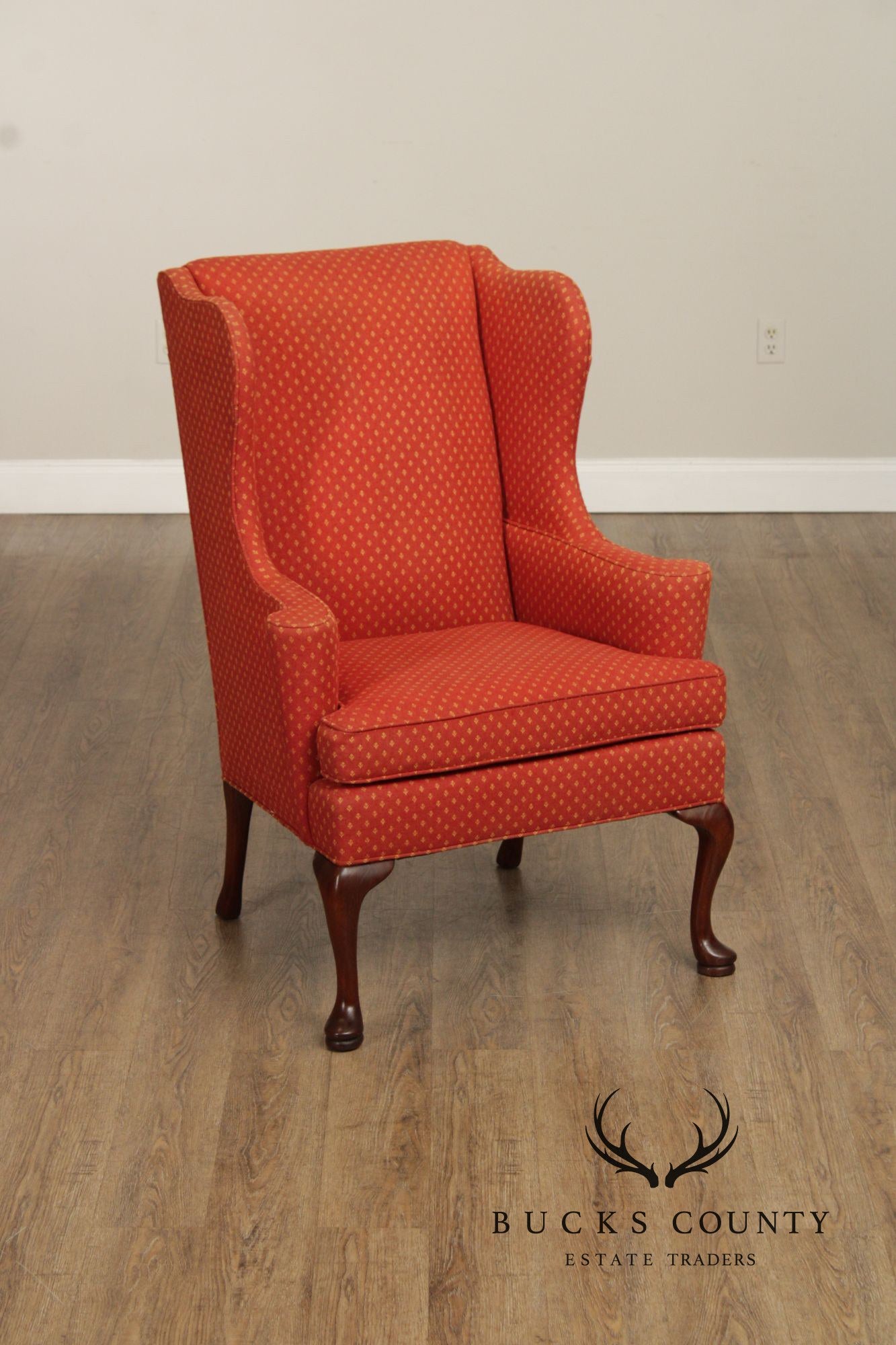 Hickory Chair Vintage Pair Of Queen Anne Style Wing Chairs