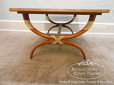 High Quality French Regency Directoire X Base Coffee Table w/ Gilt Accents