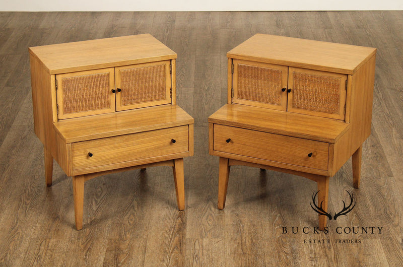 American of Martinsville Mid Century Modern Pair of Walnut Nightstands