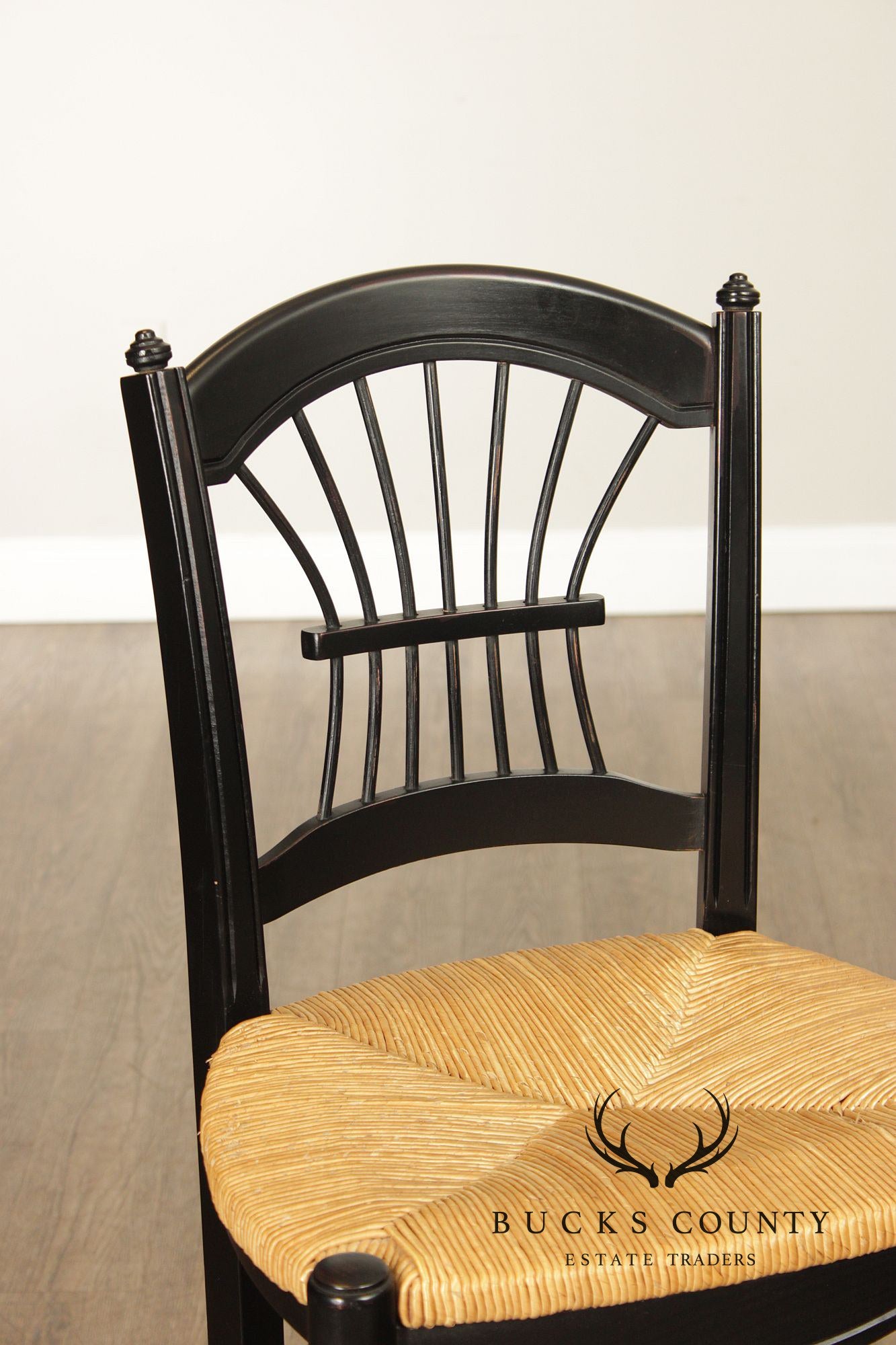 Lillian August Farmhouse Style Pair of Ebonized Counter Stools