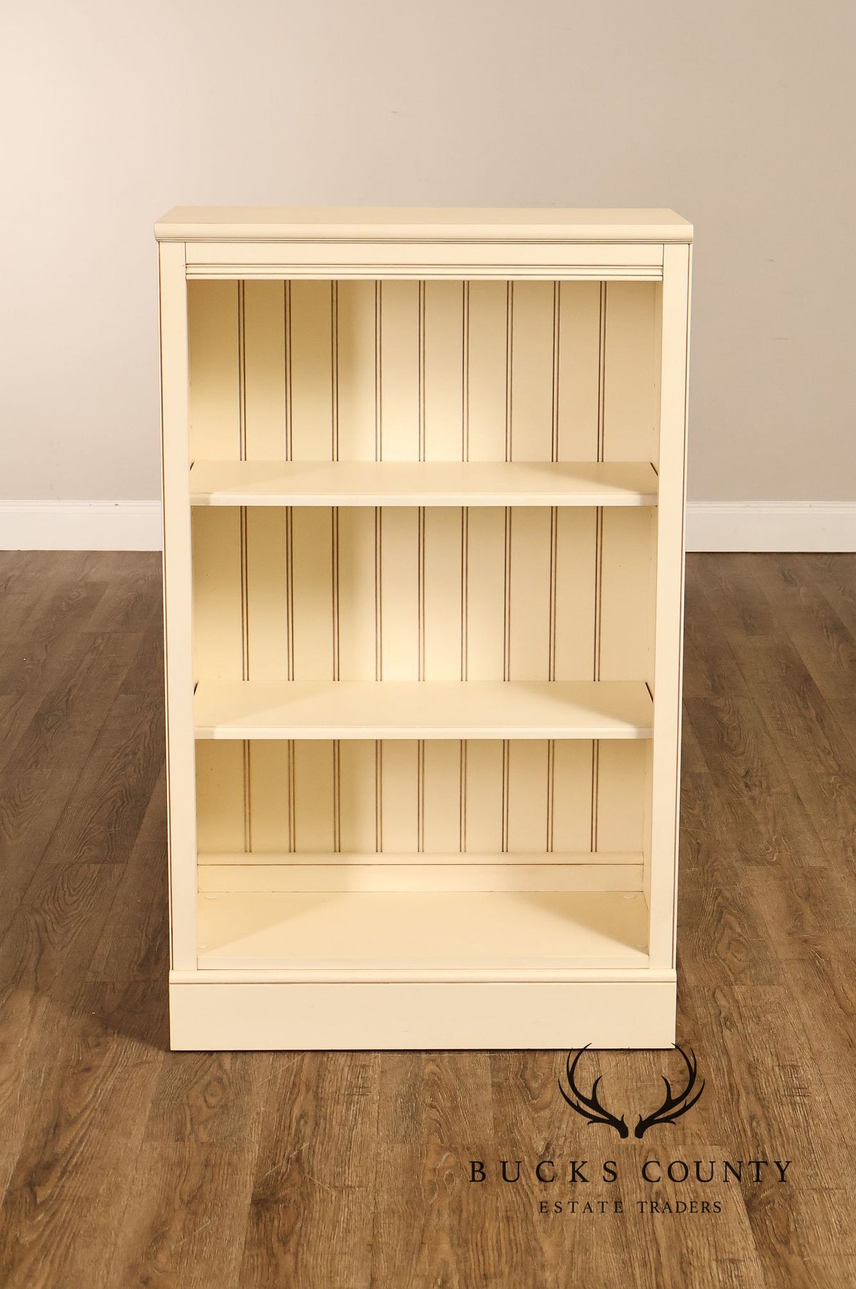 Ethan Allen Coastal Style Pair of Painted Open Bookcases
